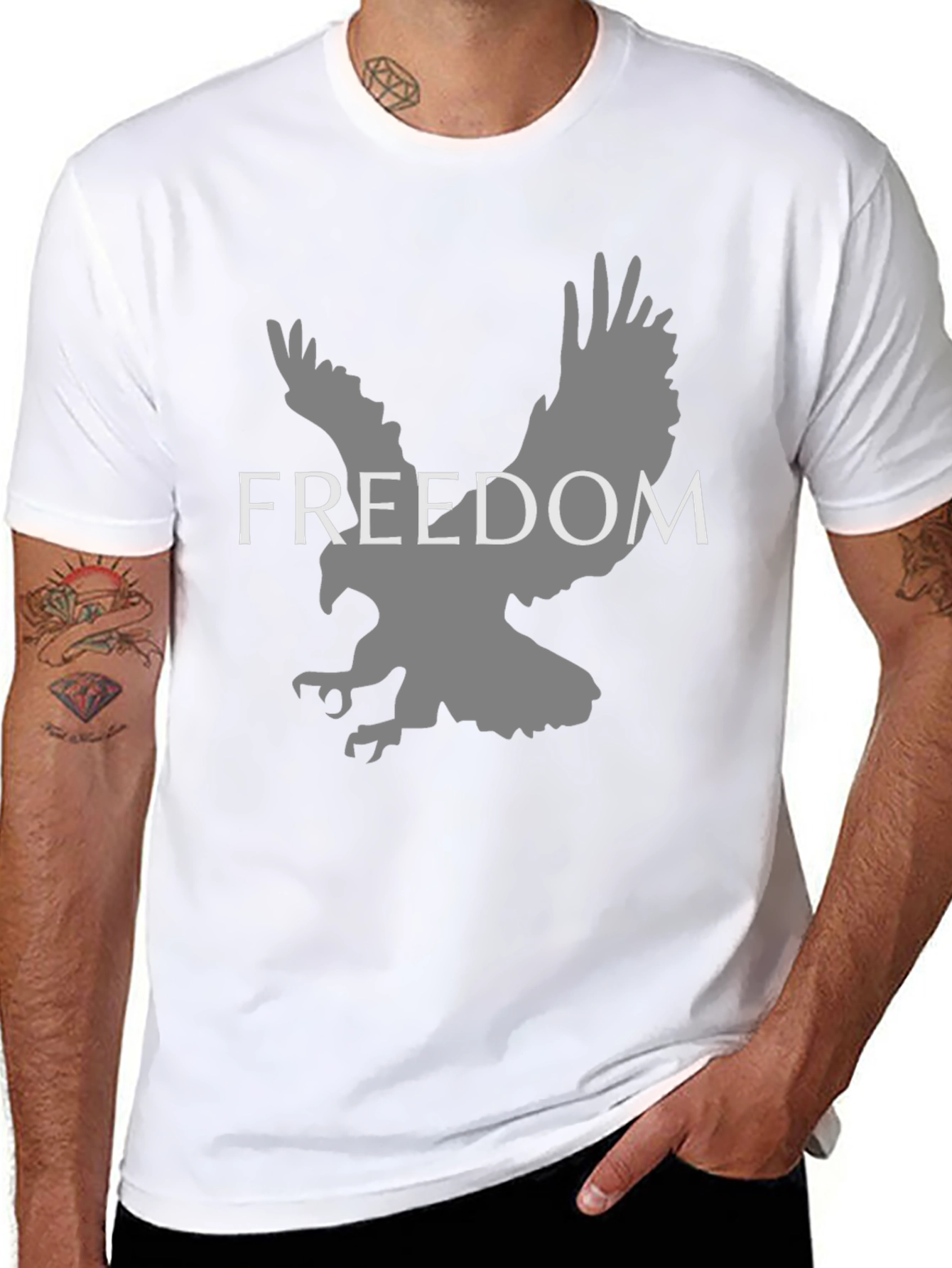 Freedom Eagle Graphic Tee - Black Cotton Blend