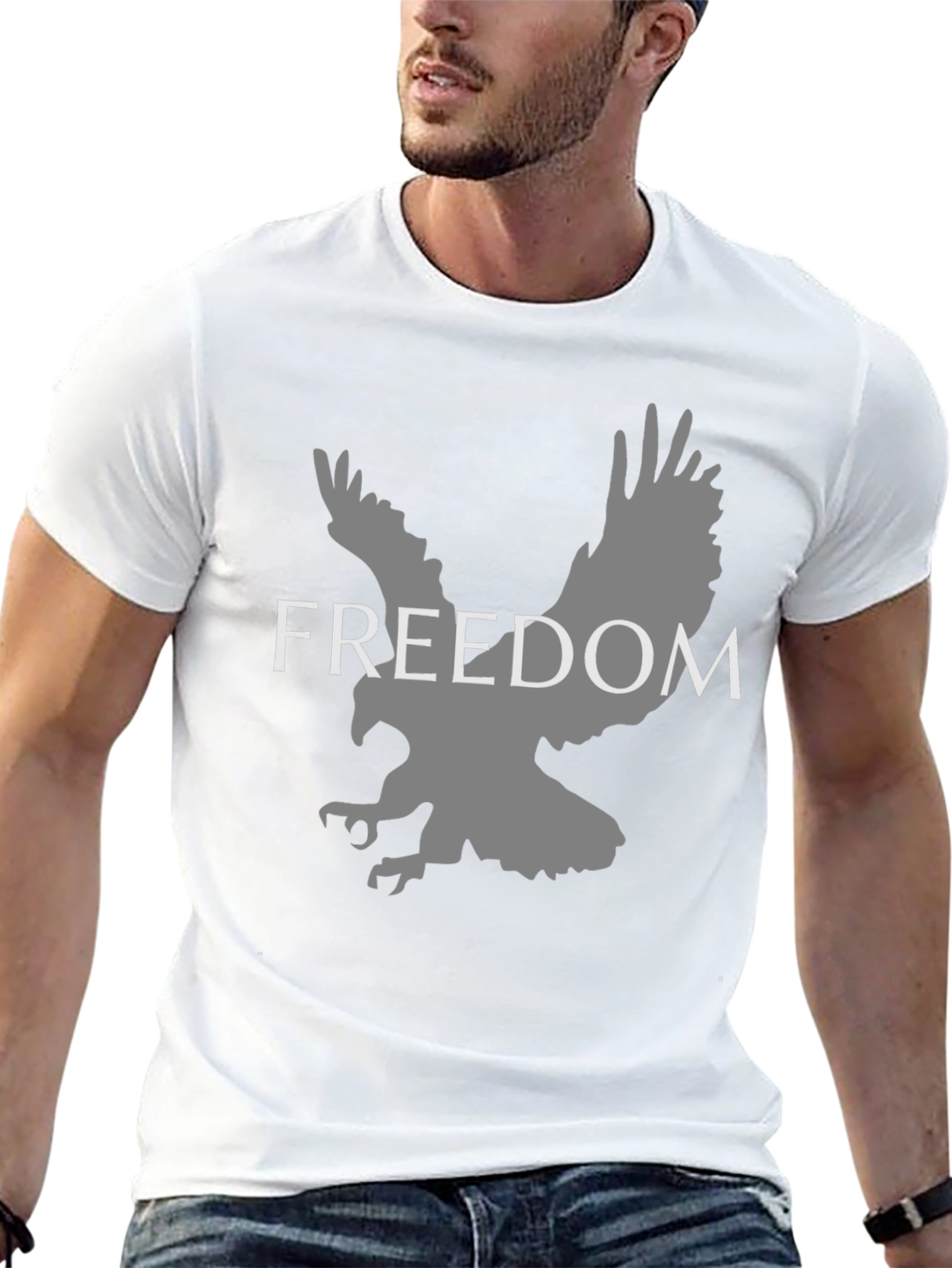 Freedom Eagle Graphic Tee - Black Cotton Blend