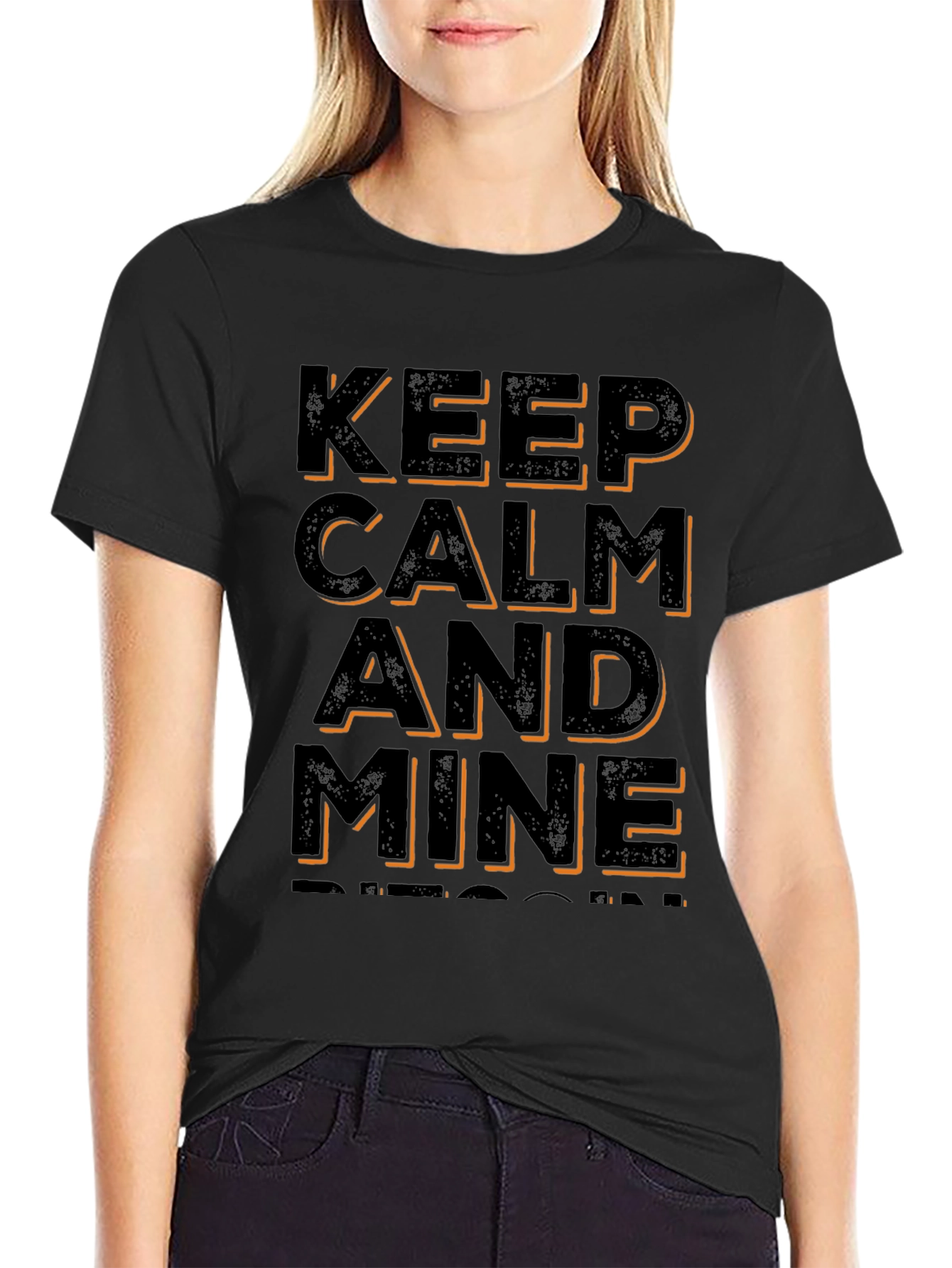 Keep Calm and Mine Bitcoin Black T-Shirt
