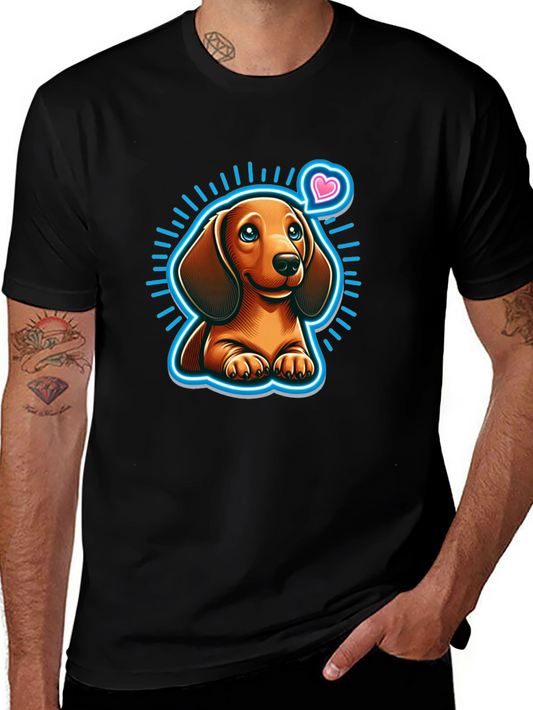 Cute Dachshund Dog Graphic Tee - Black Cotton Comfort