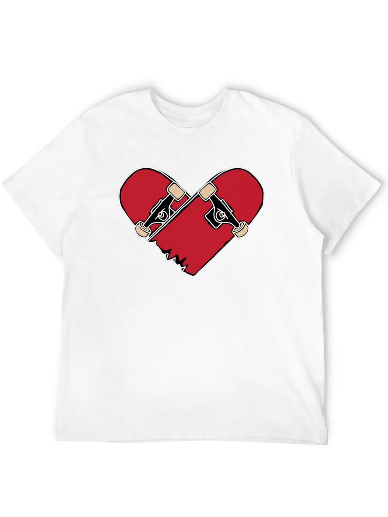 Heart Broken Skateboard T-Shirt - Black Crew Neck Tee