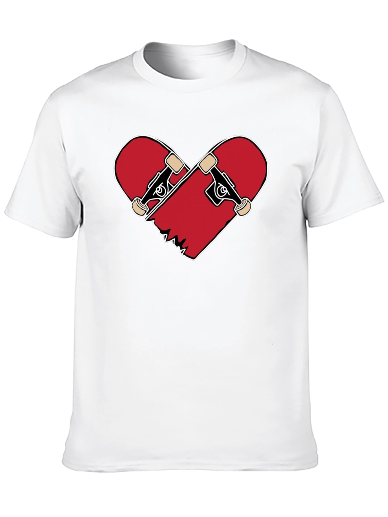 Heart Broken Skateboard T-Shirt - Black Crew Neck Tee