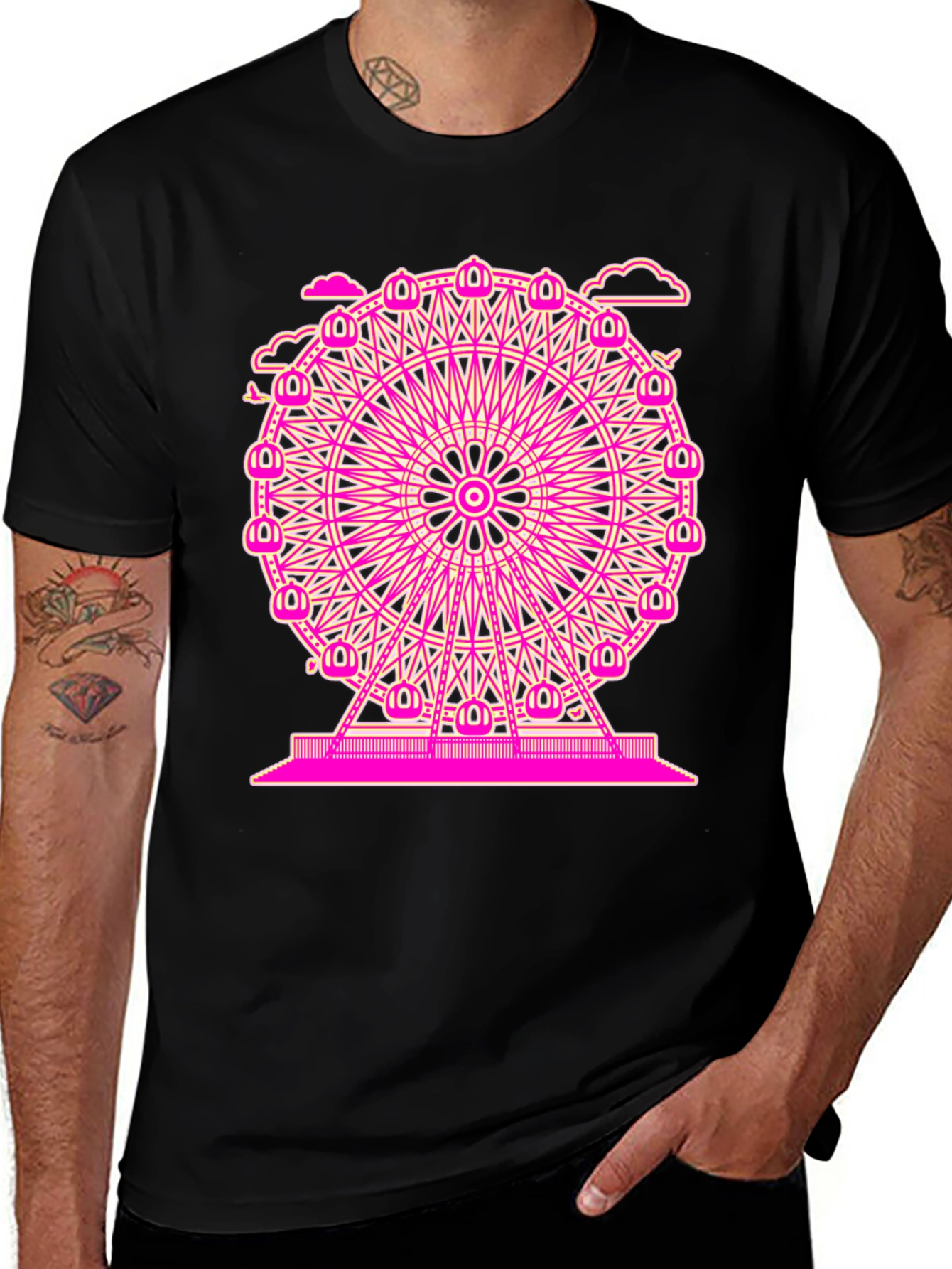 Ferris Wheel Graphic Black T-Shirt