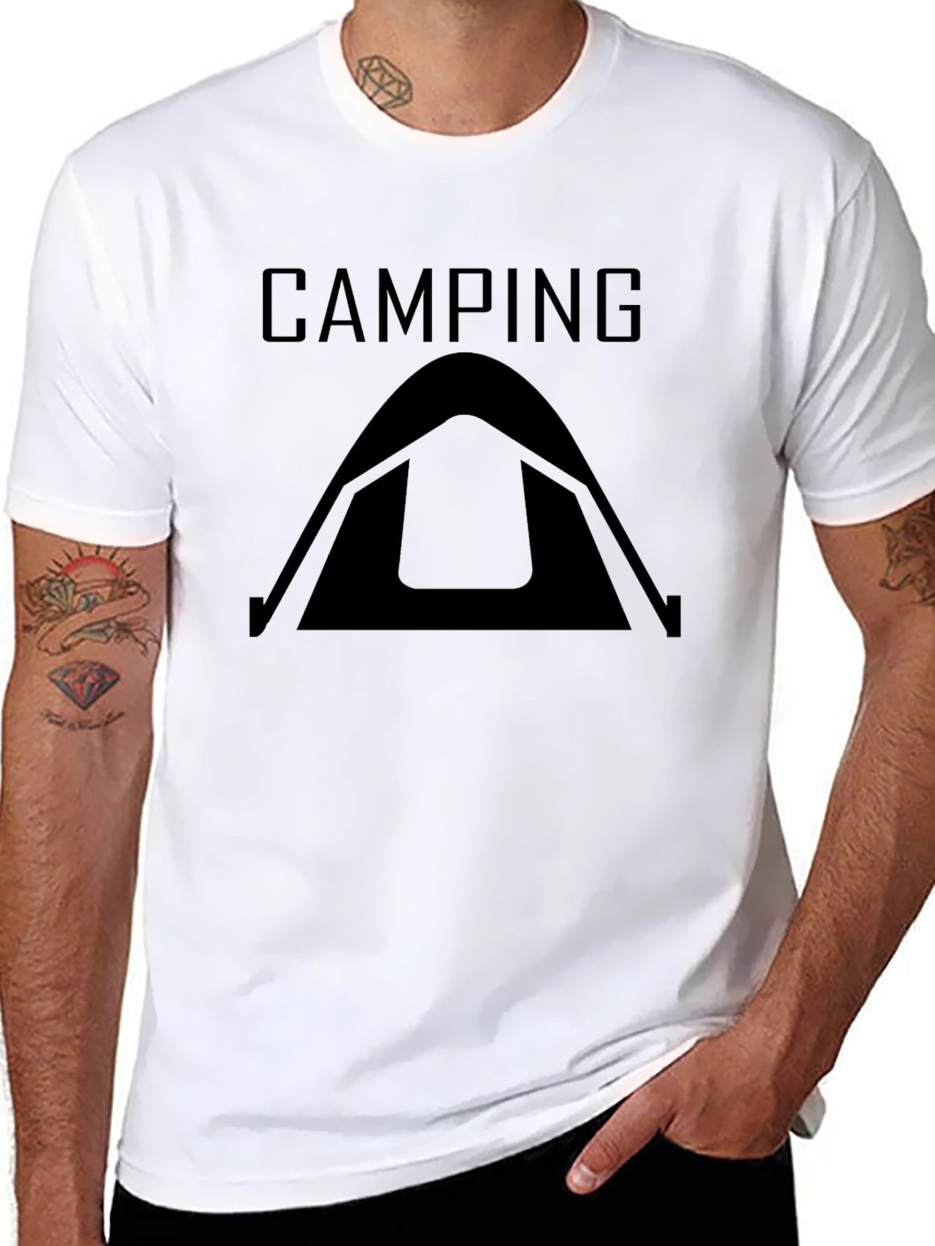 Camping Tent Graphic T-Shirt - Black