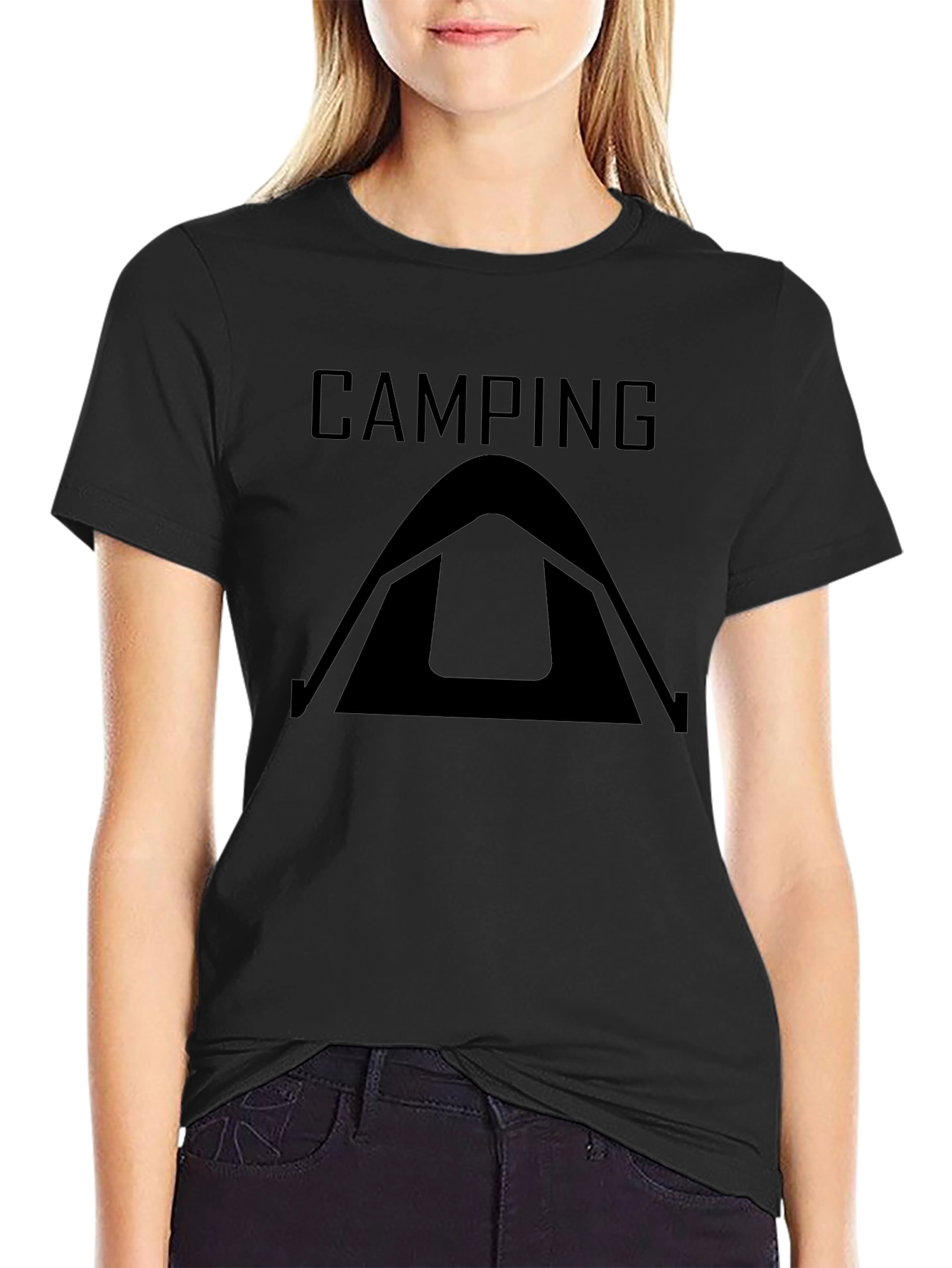 Camping Tent Graphic T-Shirt - Black