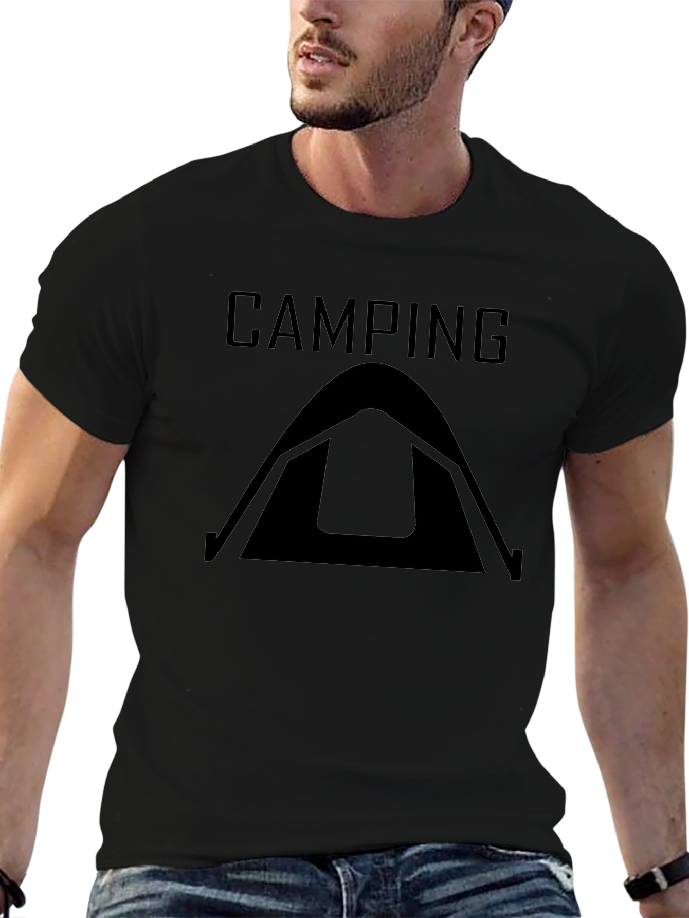 Camping Tent Graphic T-Shirt - Black