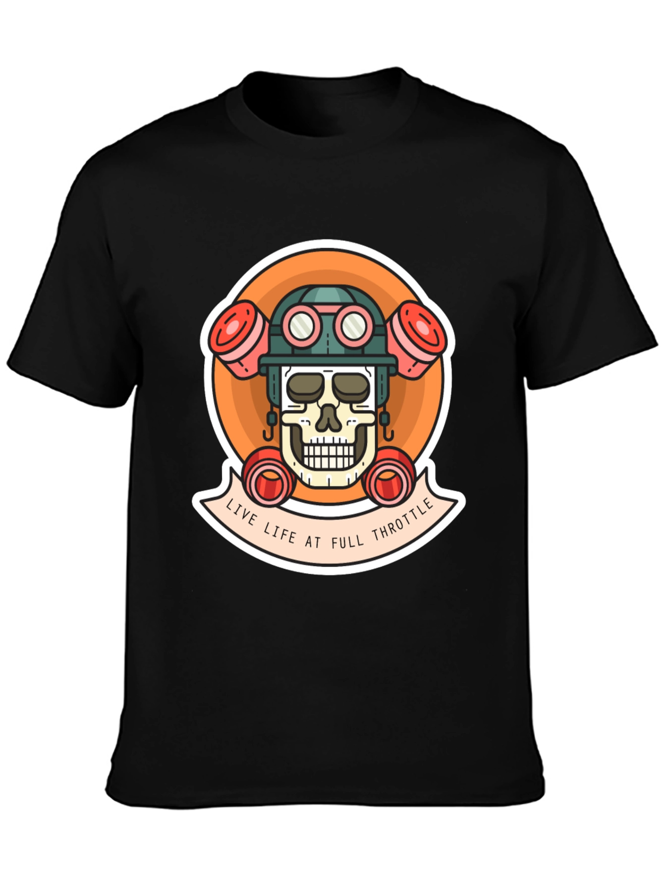 Live Life at Full Throttle Skull T-Shirt
