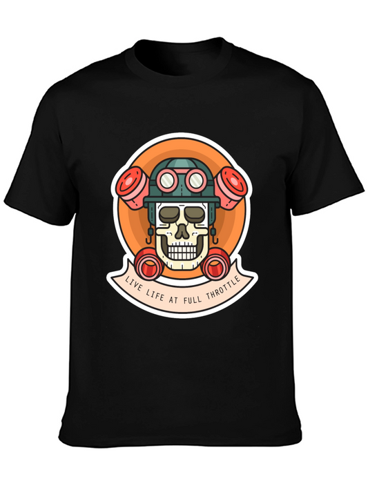 Live Life at Full Throttle Skull T-Shirt