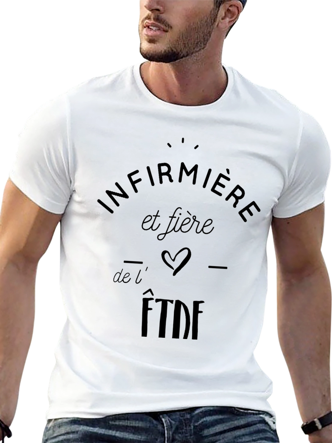 Infirmiere et fiere Graphic Tee - Black Cotton T-Shirt