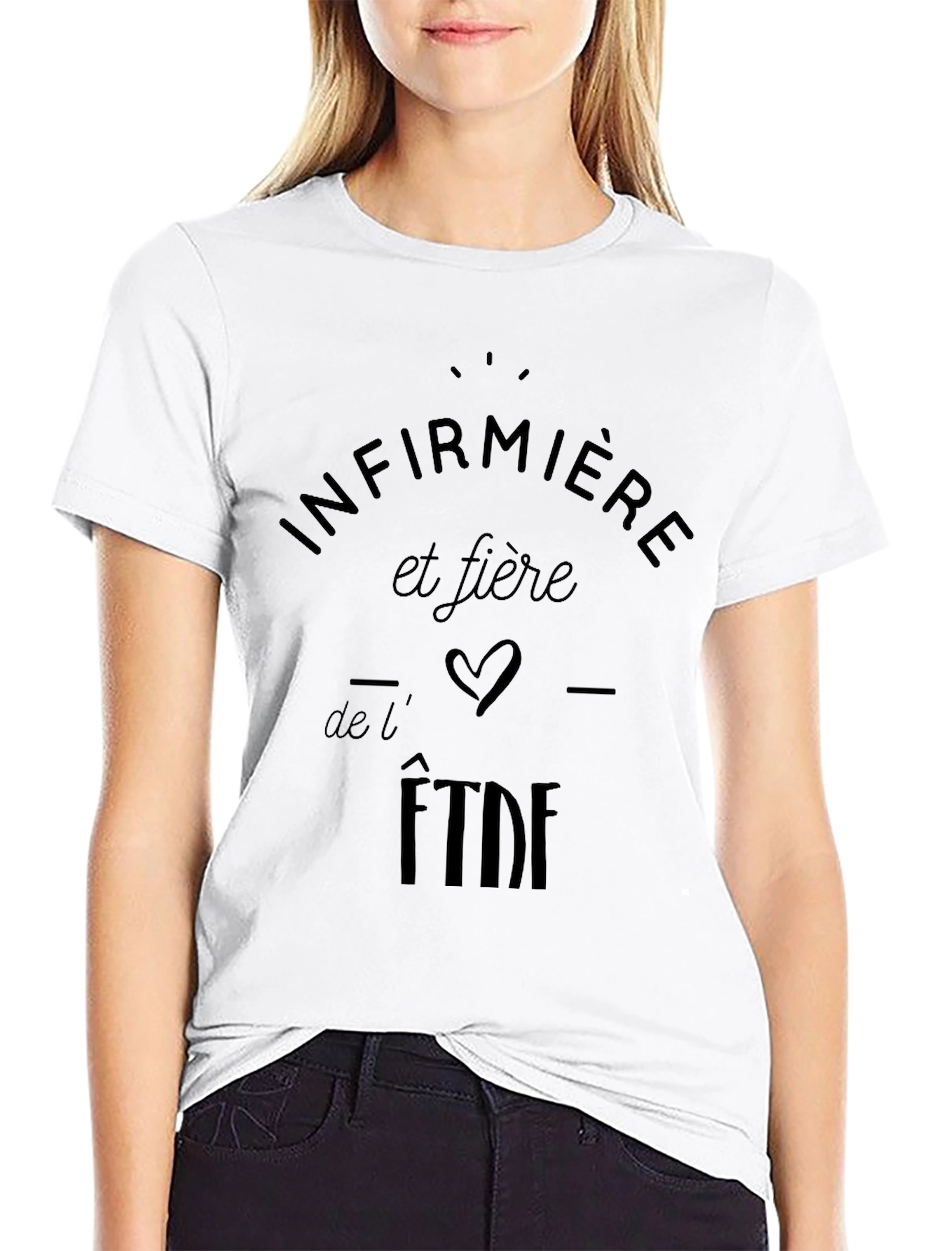 Infirmiere et fiere Graphic Tee - Black Cotton T-Shirt