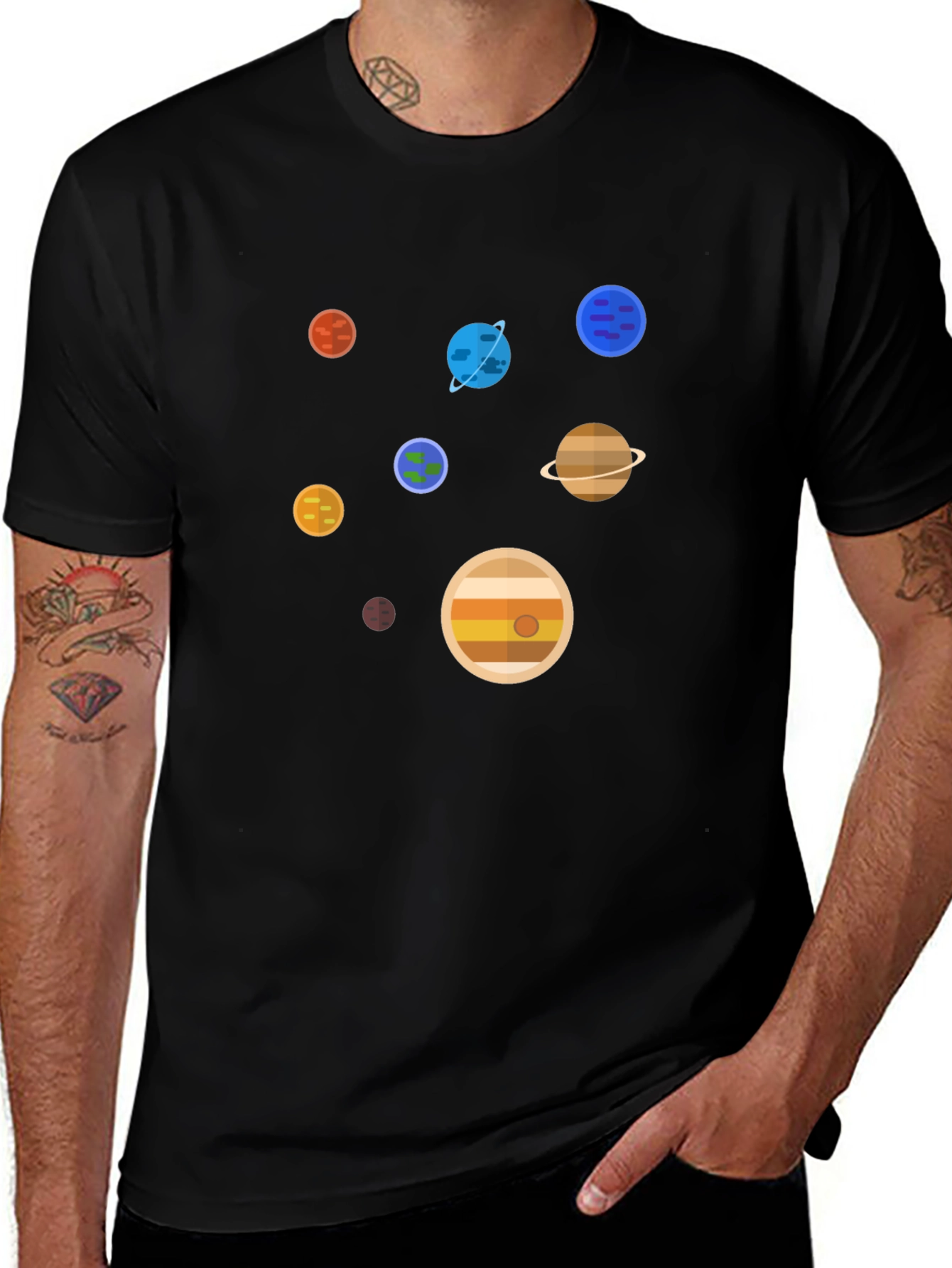 Planets Graphic Print T-Shirt - Space Lover Tee