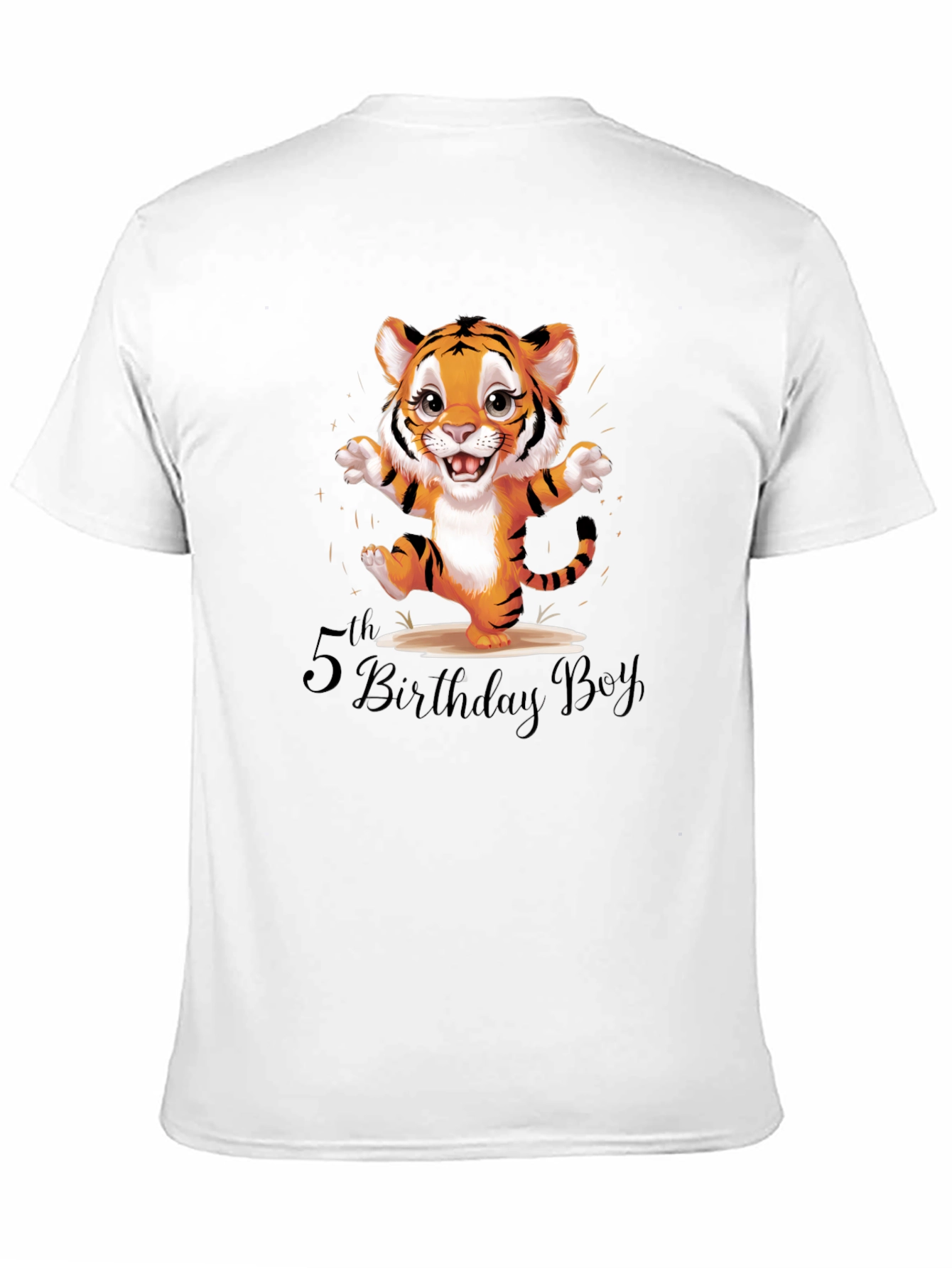 Cute Tiger 5th Birthday Boy Black T-Shirt