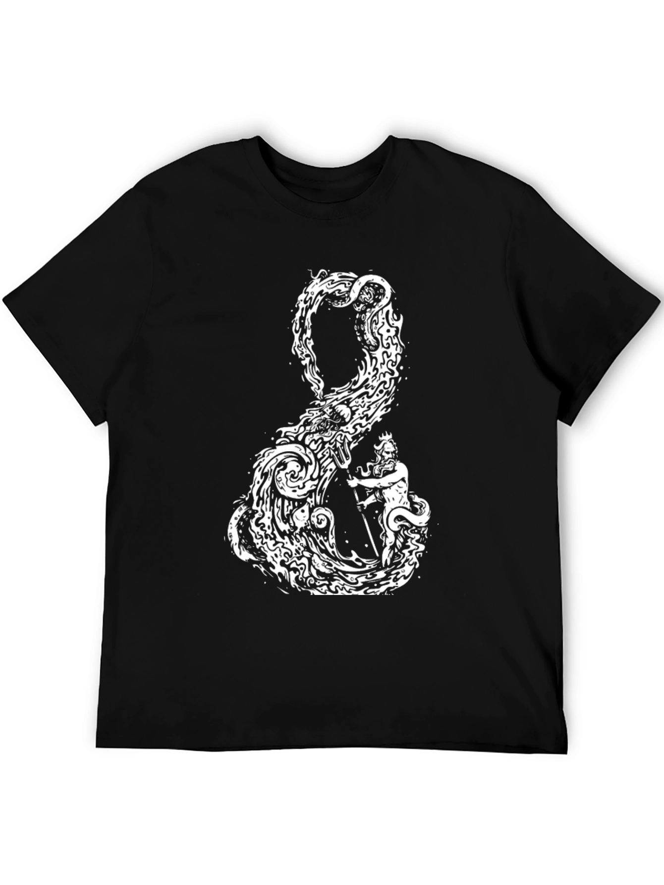 Kraken & Neptune Graphic T-Shirt - Black