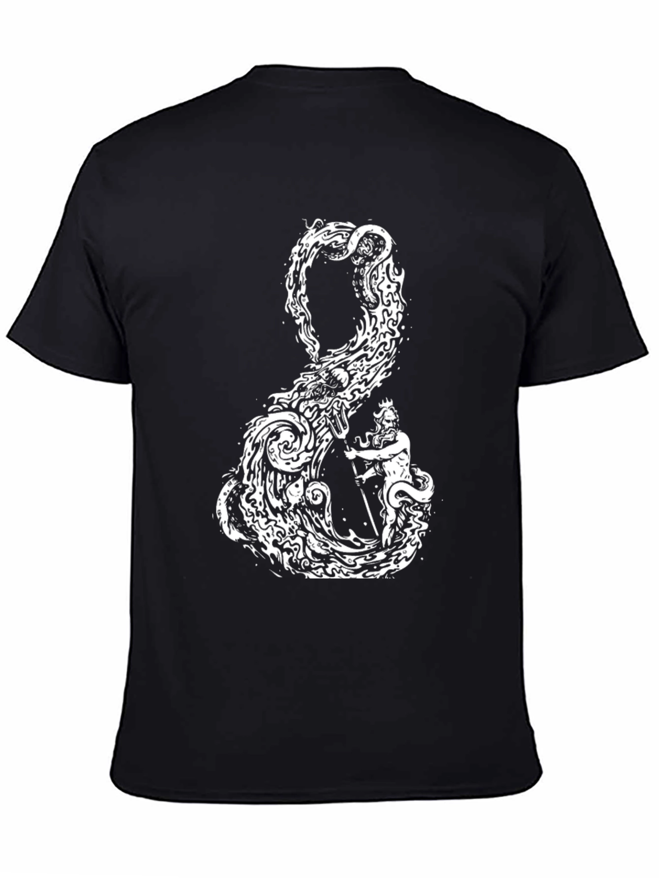 Kraken & Neptune Graphic T-Shirt - Black