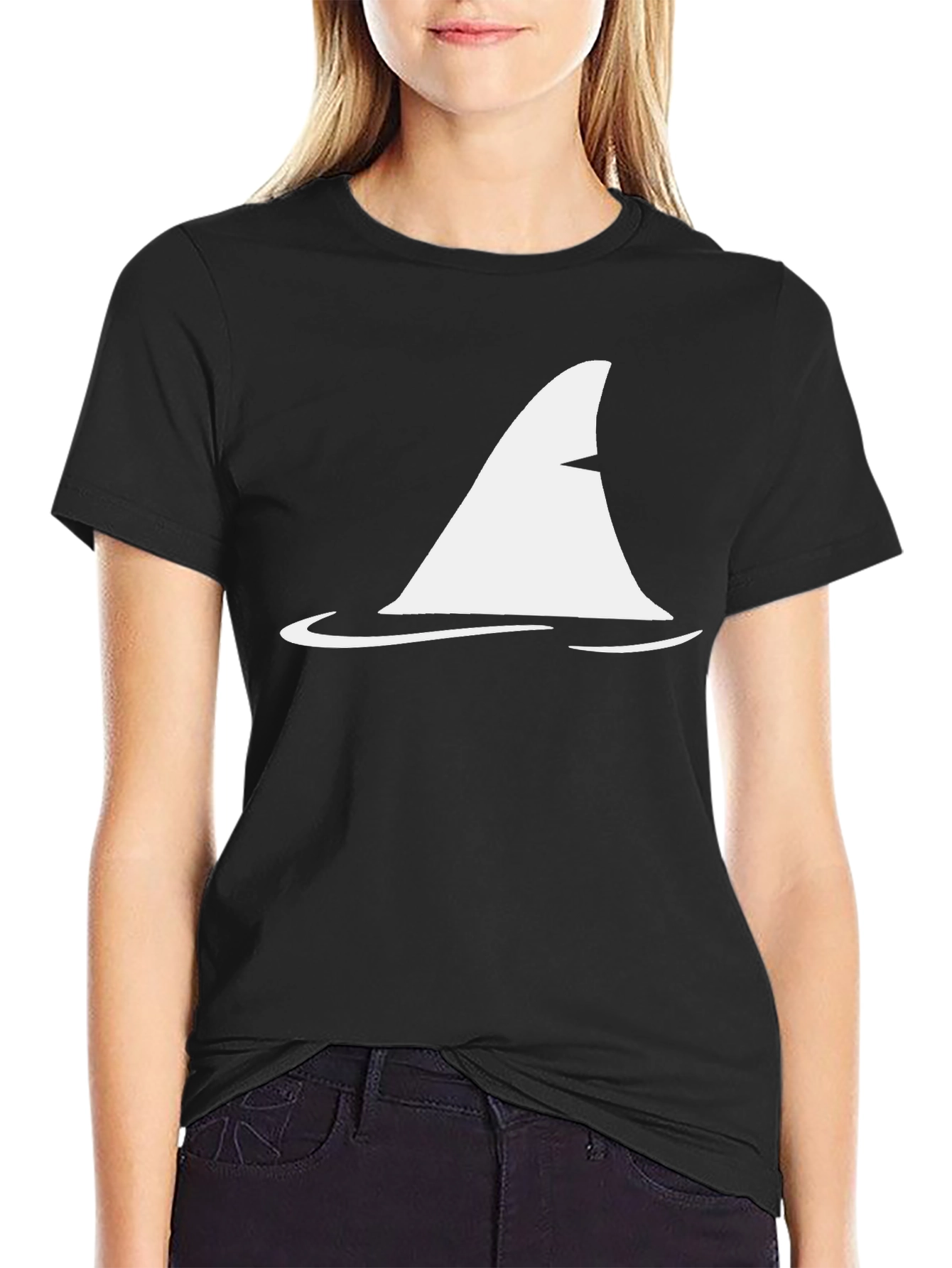 Shark Fin Graphic Tee - Classic Black Cotton