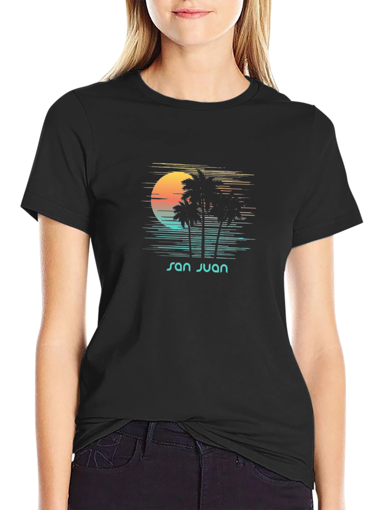 San Juan Palm T-Shirt - Retro Sunset Graphic Tee
