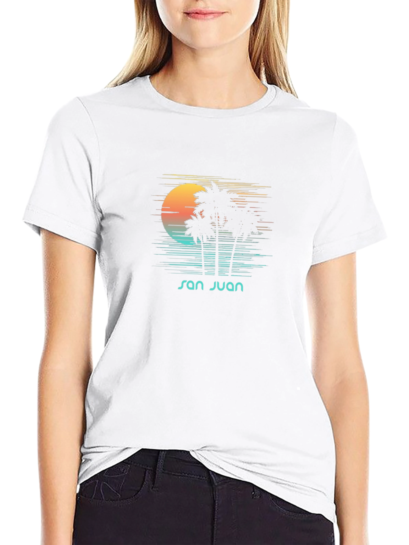 San Juan Palm T-Shirt - Retro Sunset Graphic Tee