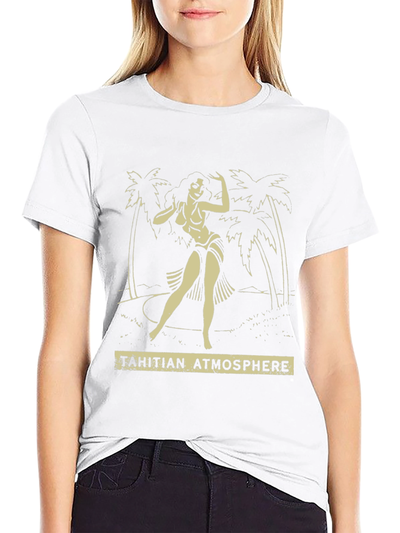 Tahitian Atmosphere Black Graphic T-Shirt