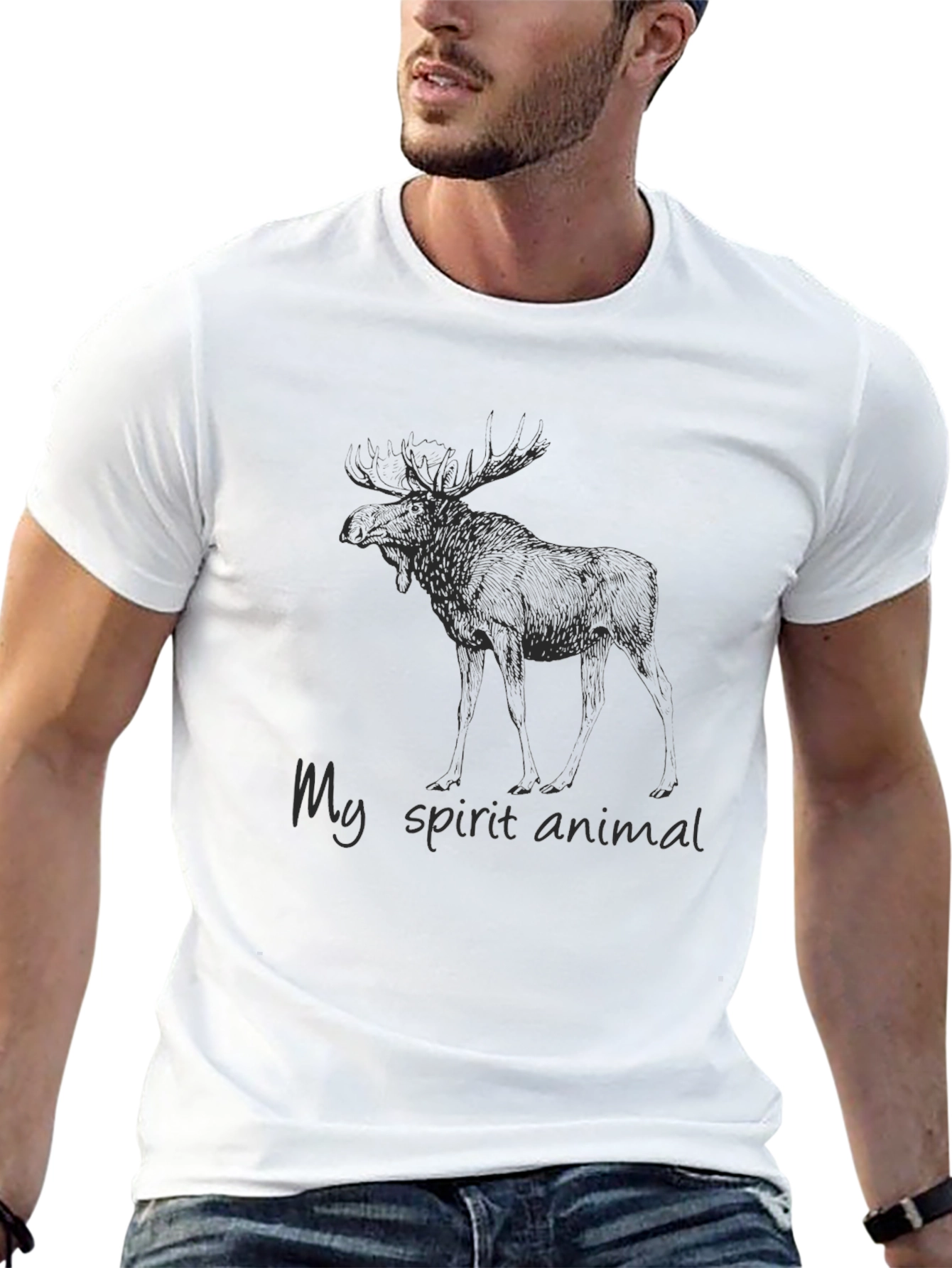 Moose Spirit Animal Graphic Tee - Black