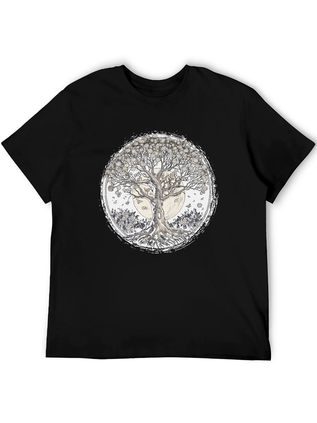 Tree of Life Graphic Tee - Black Cotton T-Shirt