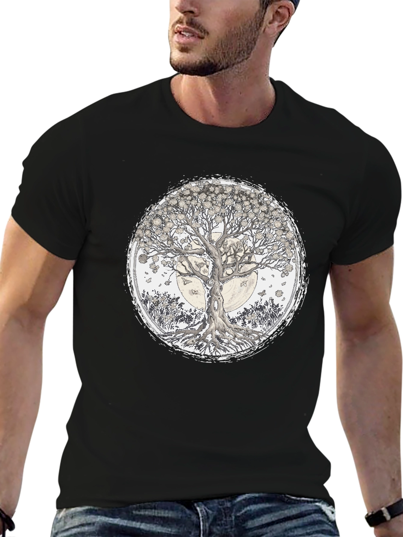 Tree of Life Graphic Tee - Black Cotton T-Shirt