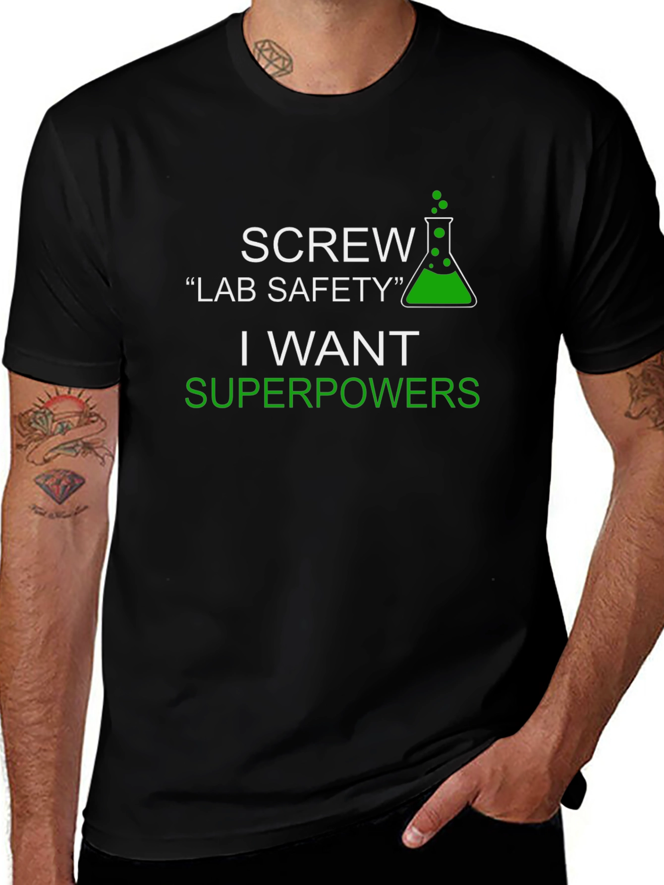 Science Humor T-Shirt - Superpowers Over Safety