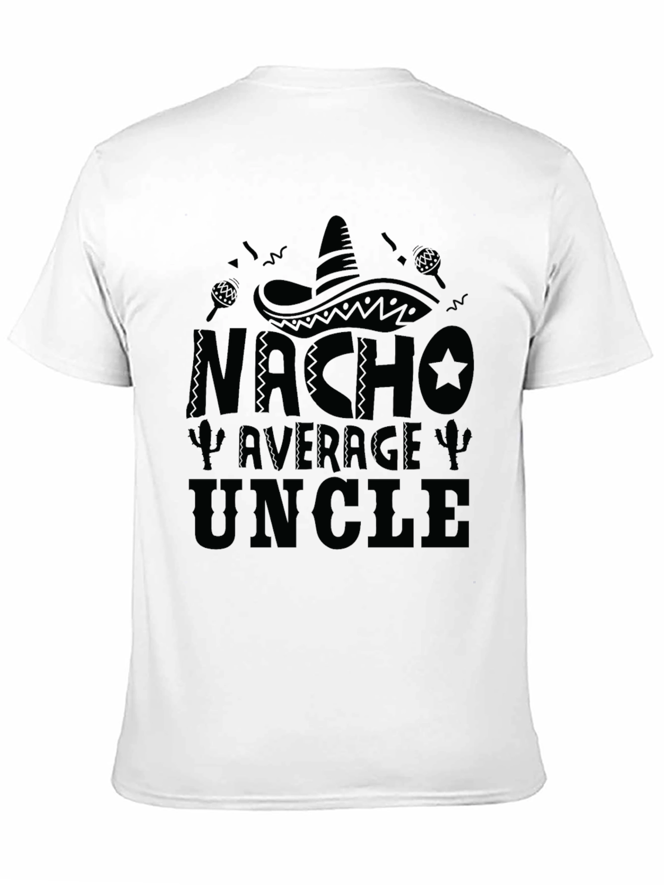 Nacho Average Uncle Black Graphic T-Shirt