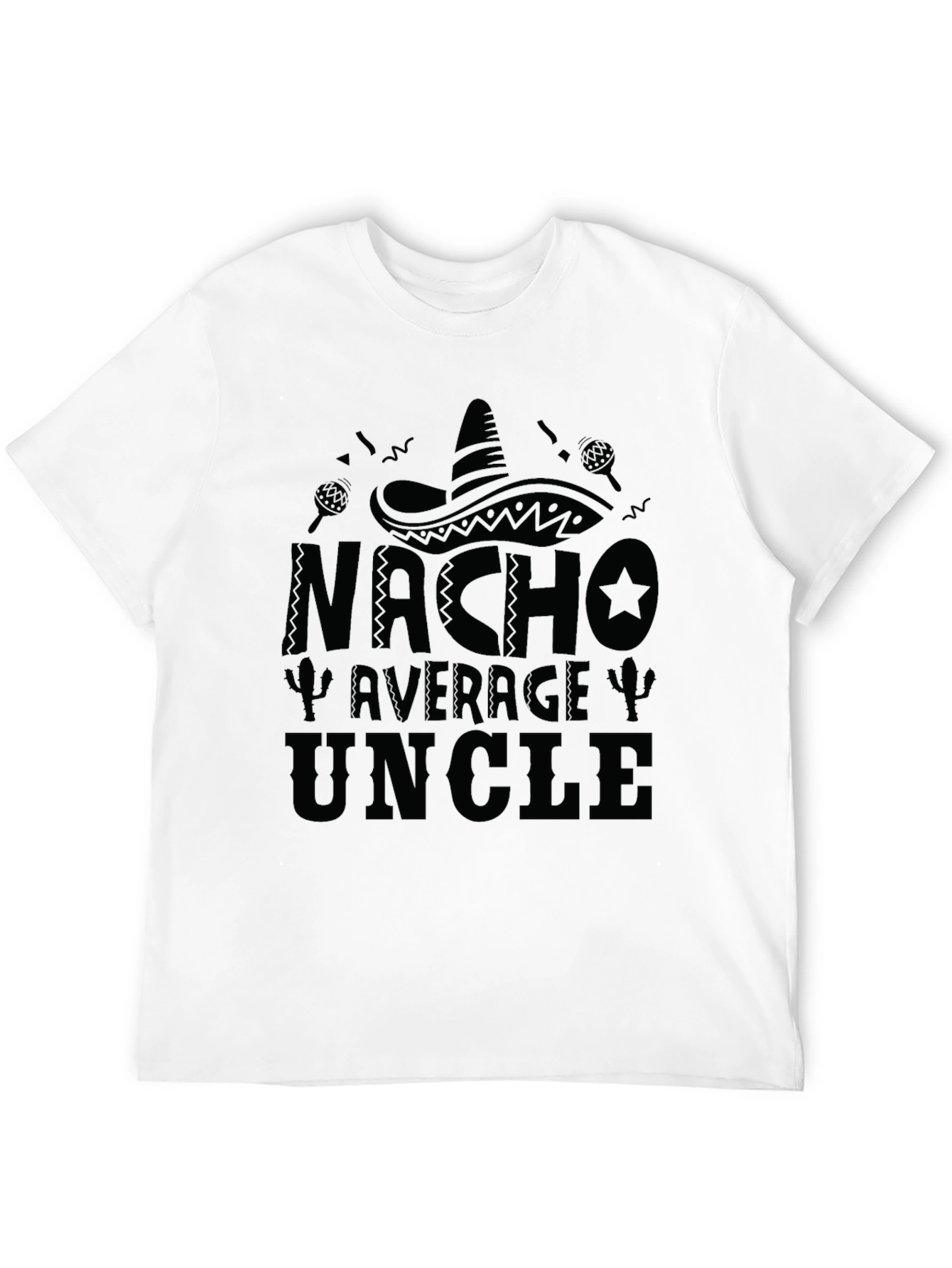 Nacho Average Uncle Black Graphic T-Shirt