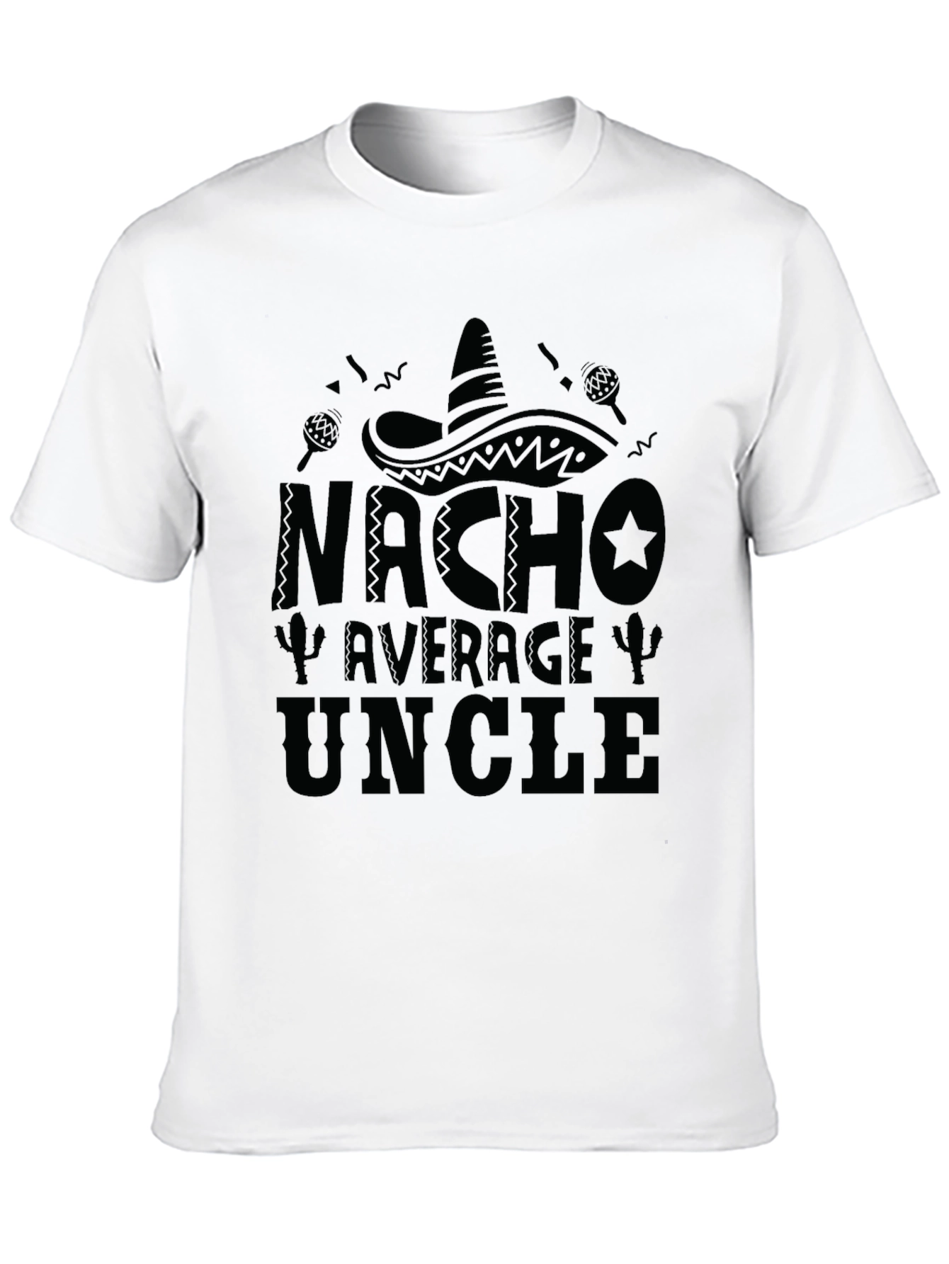 Nacho Average Uncle Black Graphic T-Shirt