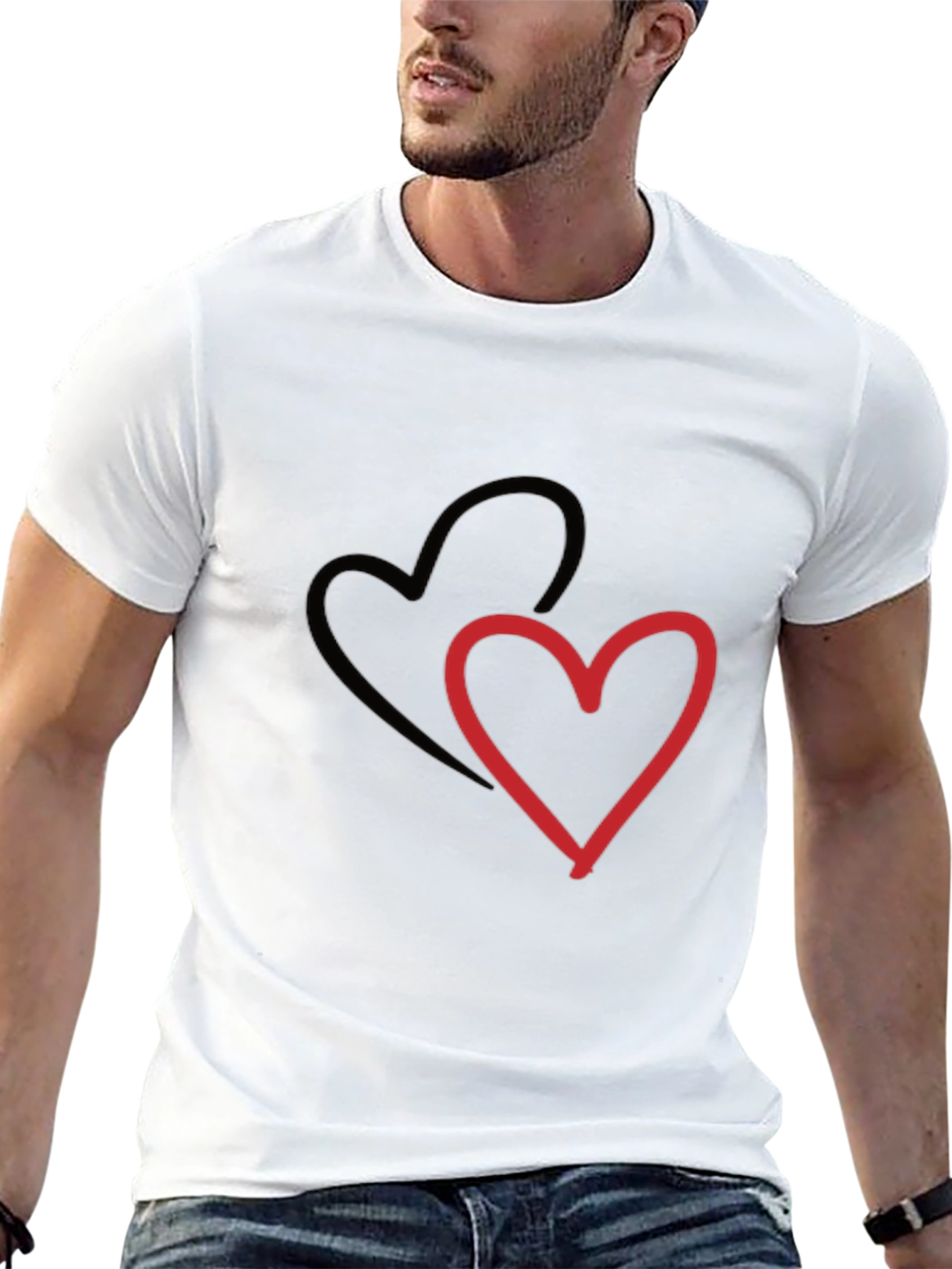 Heart Graphic Mens Black T-Shirt