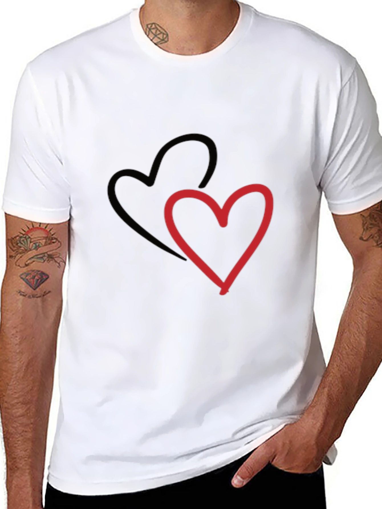 Heart Graphic Mens Black T-Shirt