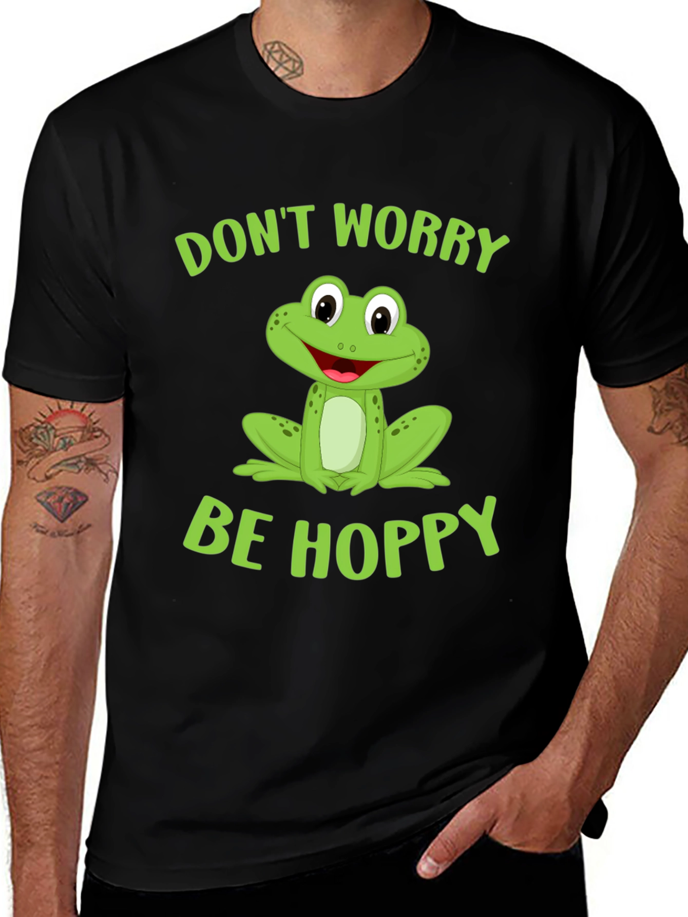 Dont Worry Be Hoppy Frog Graphic Tee