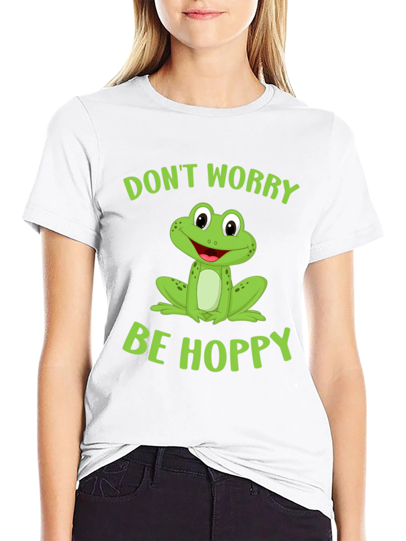 Dont Worry Be Hoppy Frog Graphic Tee