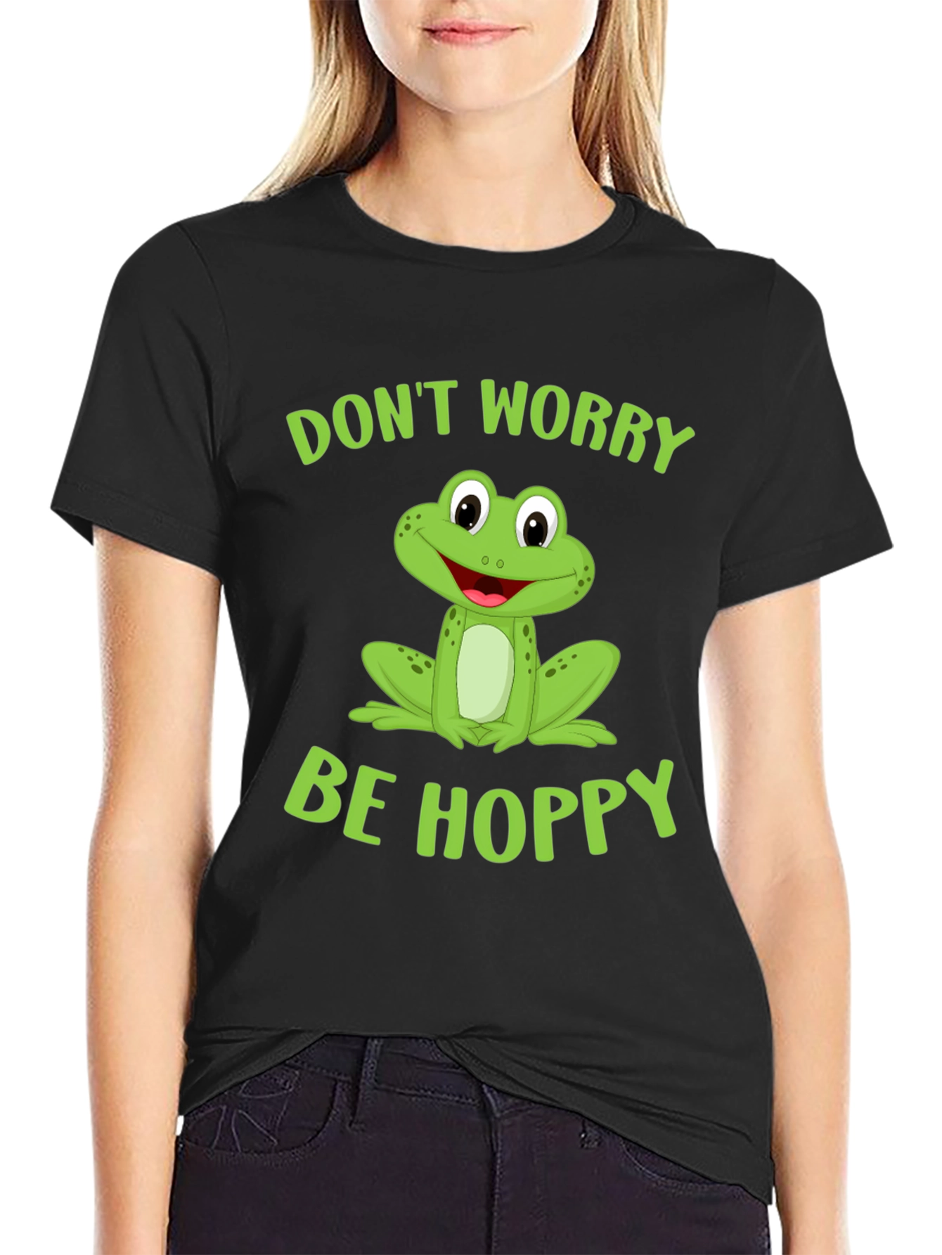 Dont Worry Be Hoppy Frog Graphic Tee
