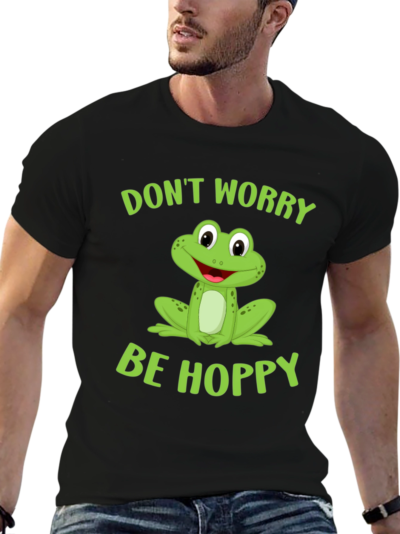 Dont Worry Be Hoppy Frog Graphic Tee