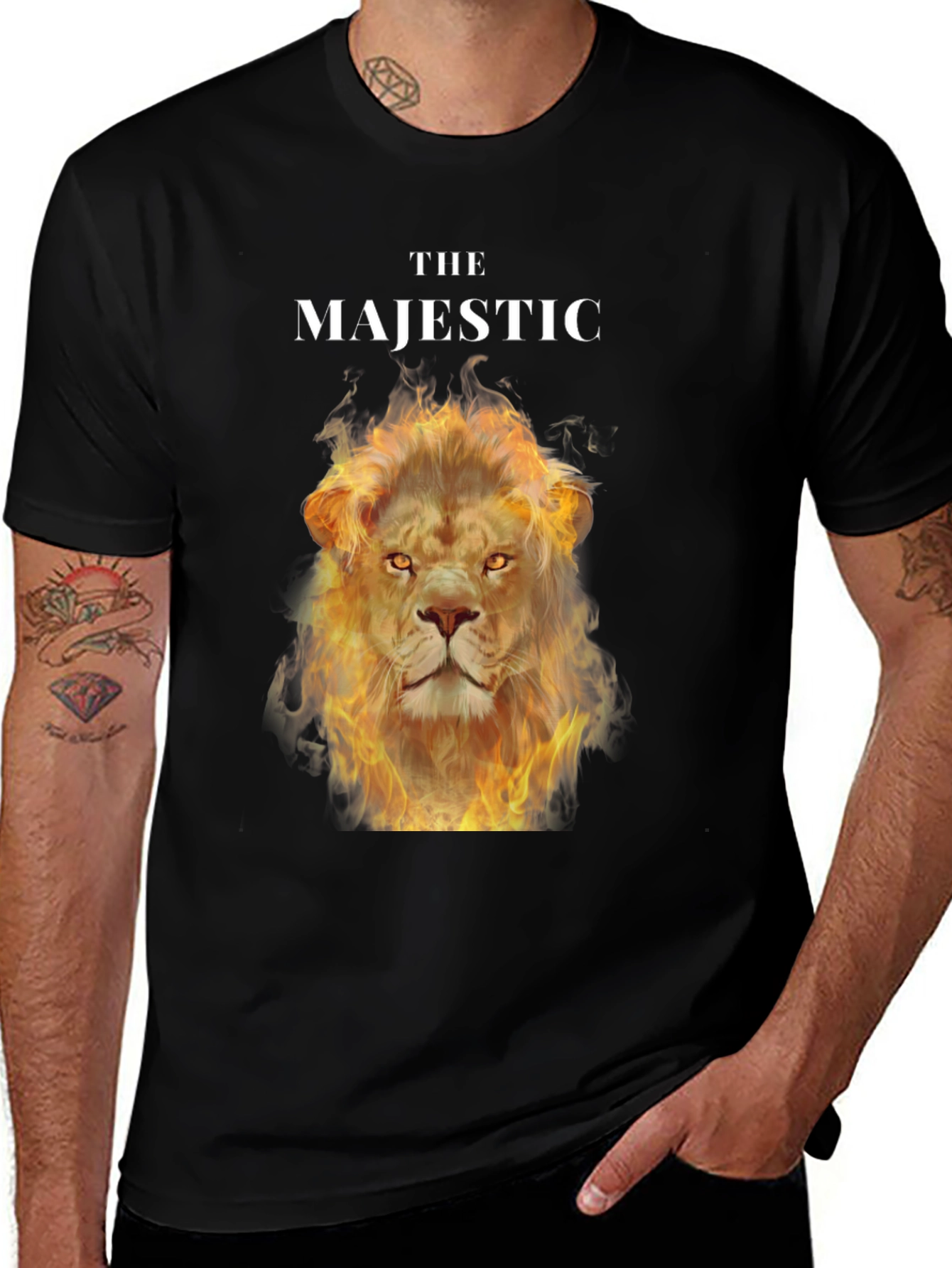 The Majestic Lion Graphic Tee - Fiery Lion Design