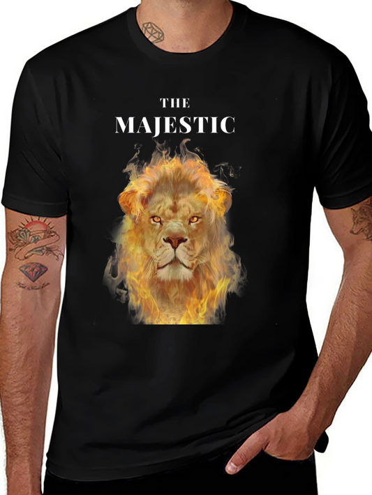 The Majestic Lion Graphic Tee - Fiery Lion Design