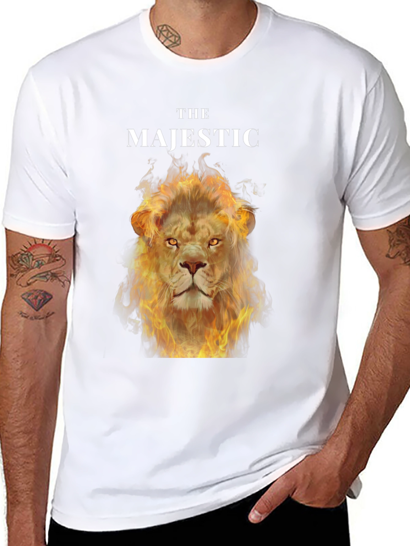 The Majestic Lion Graphic Tee - Fiery Lion Design