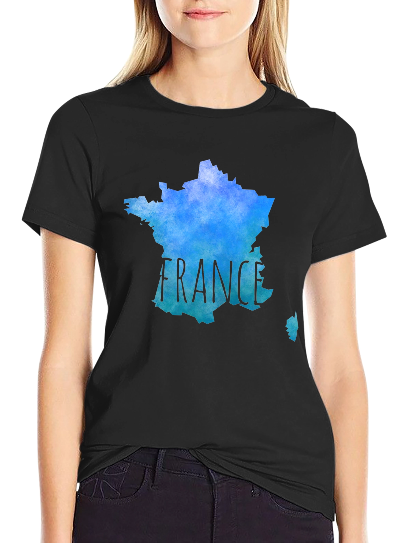 France Map T-Shirt - Mens Black Tee