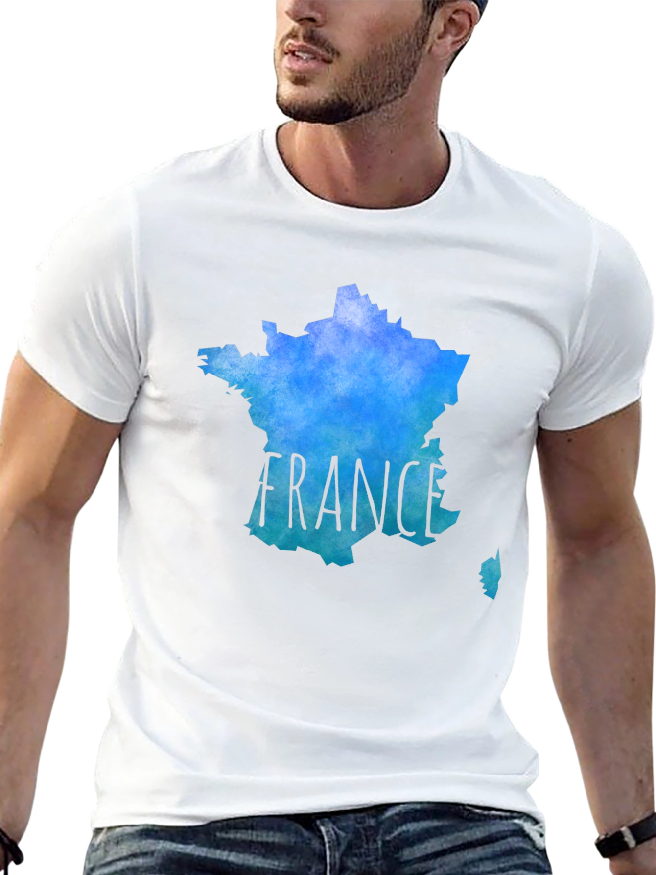 France Map T-Shirt - Mens Black Tee