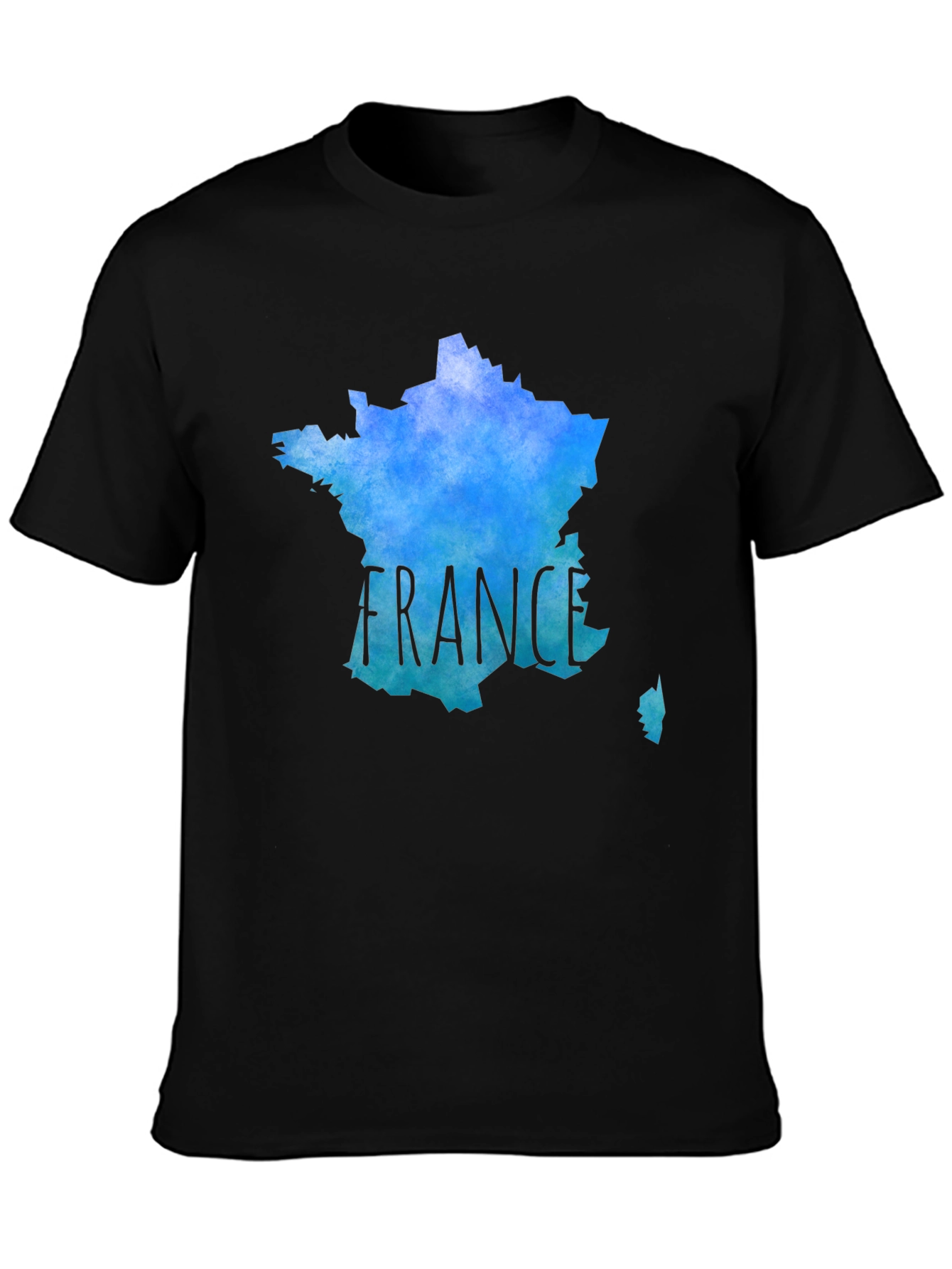 France Map T-Shirt - Mens Black Tee