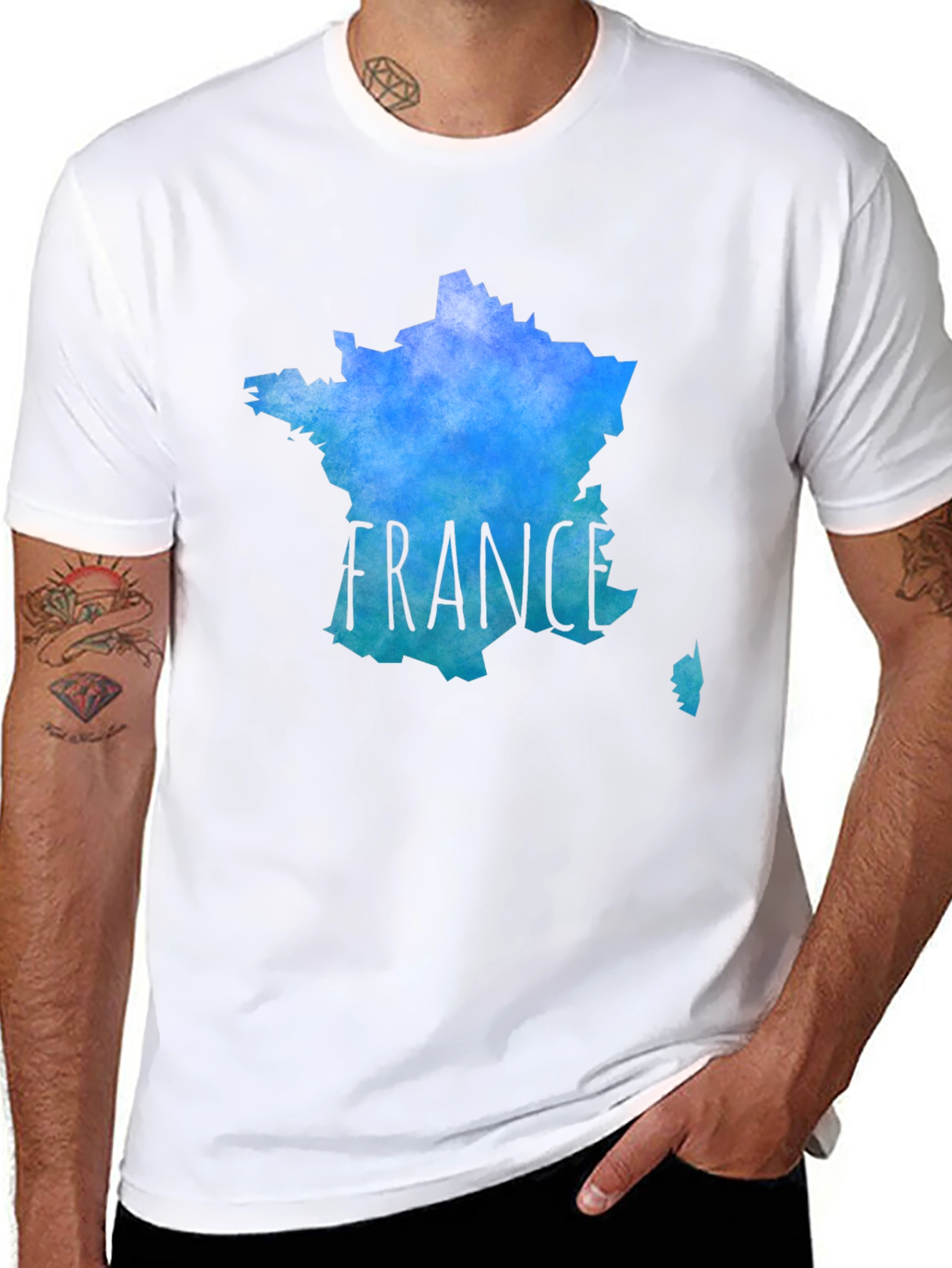 France Map T-Shirt - Mens Black Tee