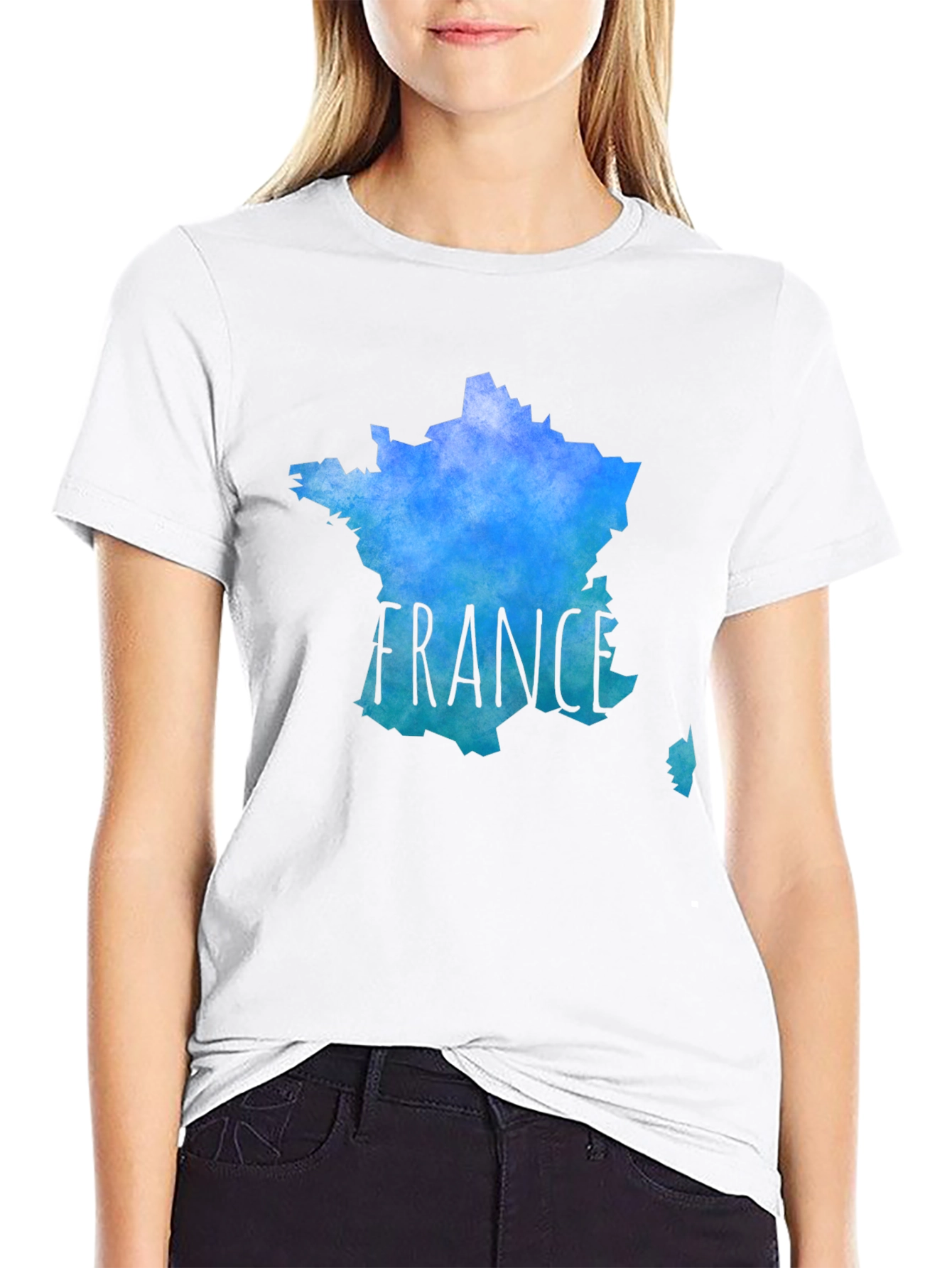 France Map T-Shirt - Mens Black Tee
