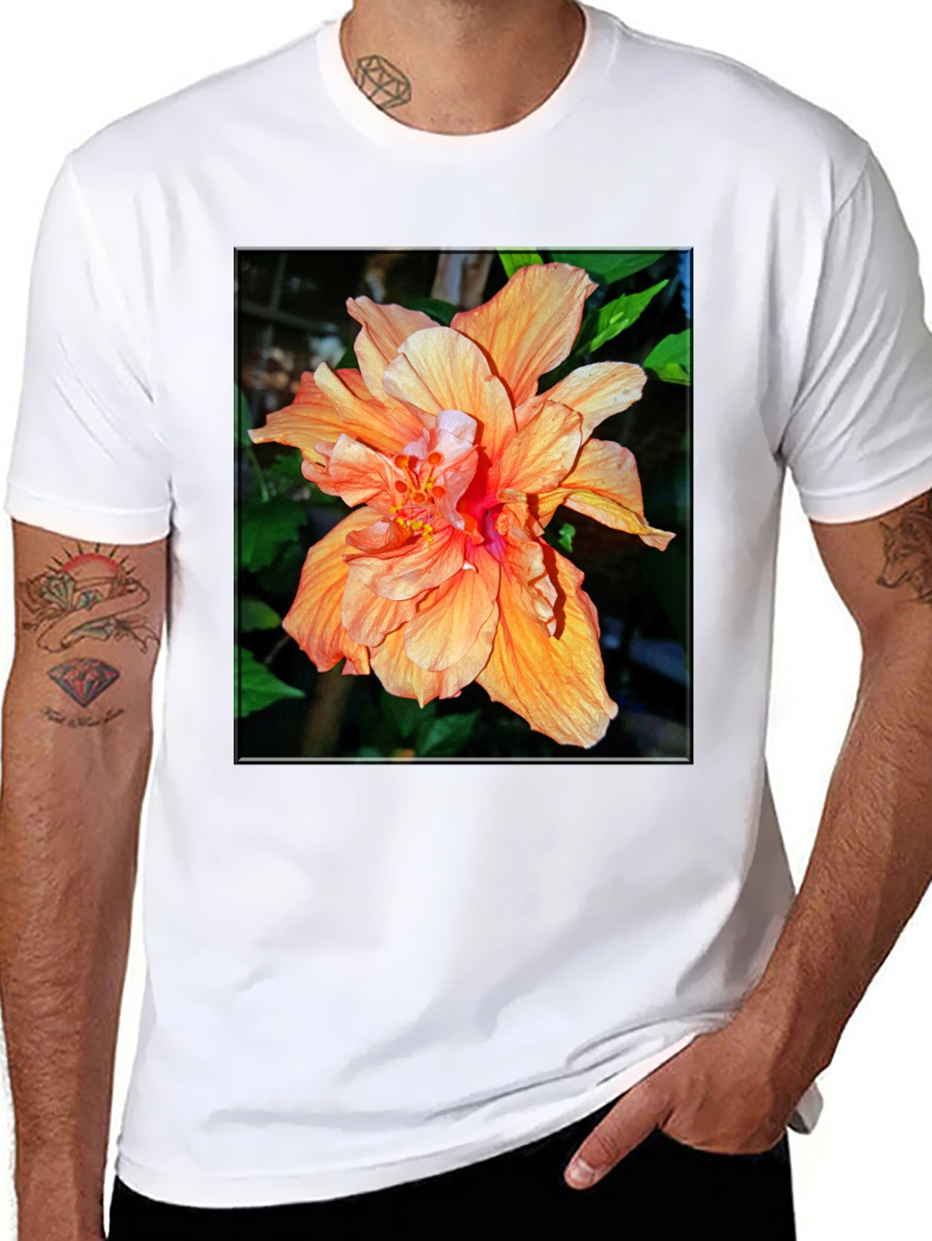 Tropical Hibiscus Flower Graphic Tee