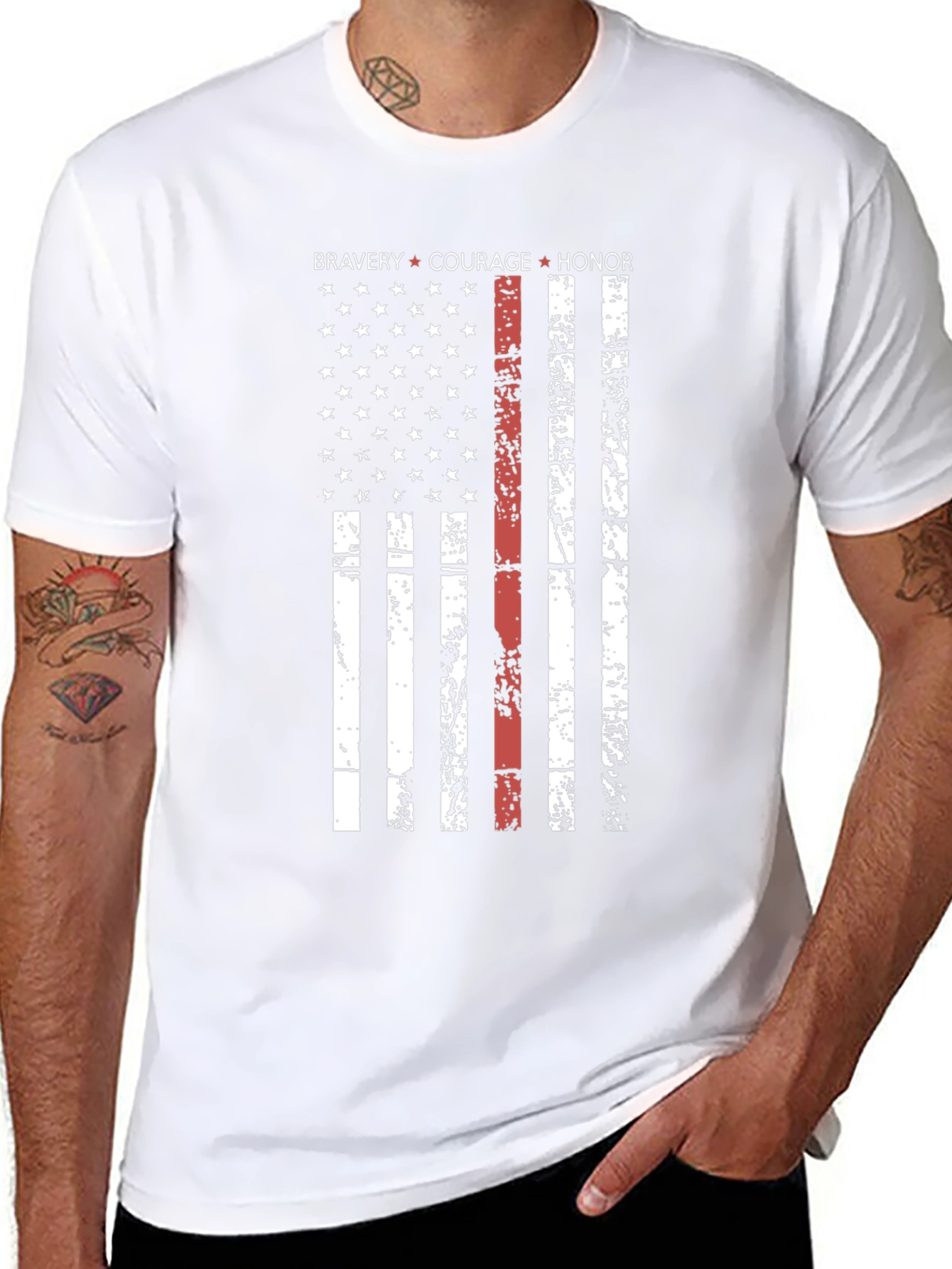Bravery Courage Honor Flag Graphic T-Shirt