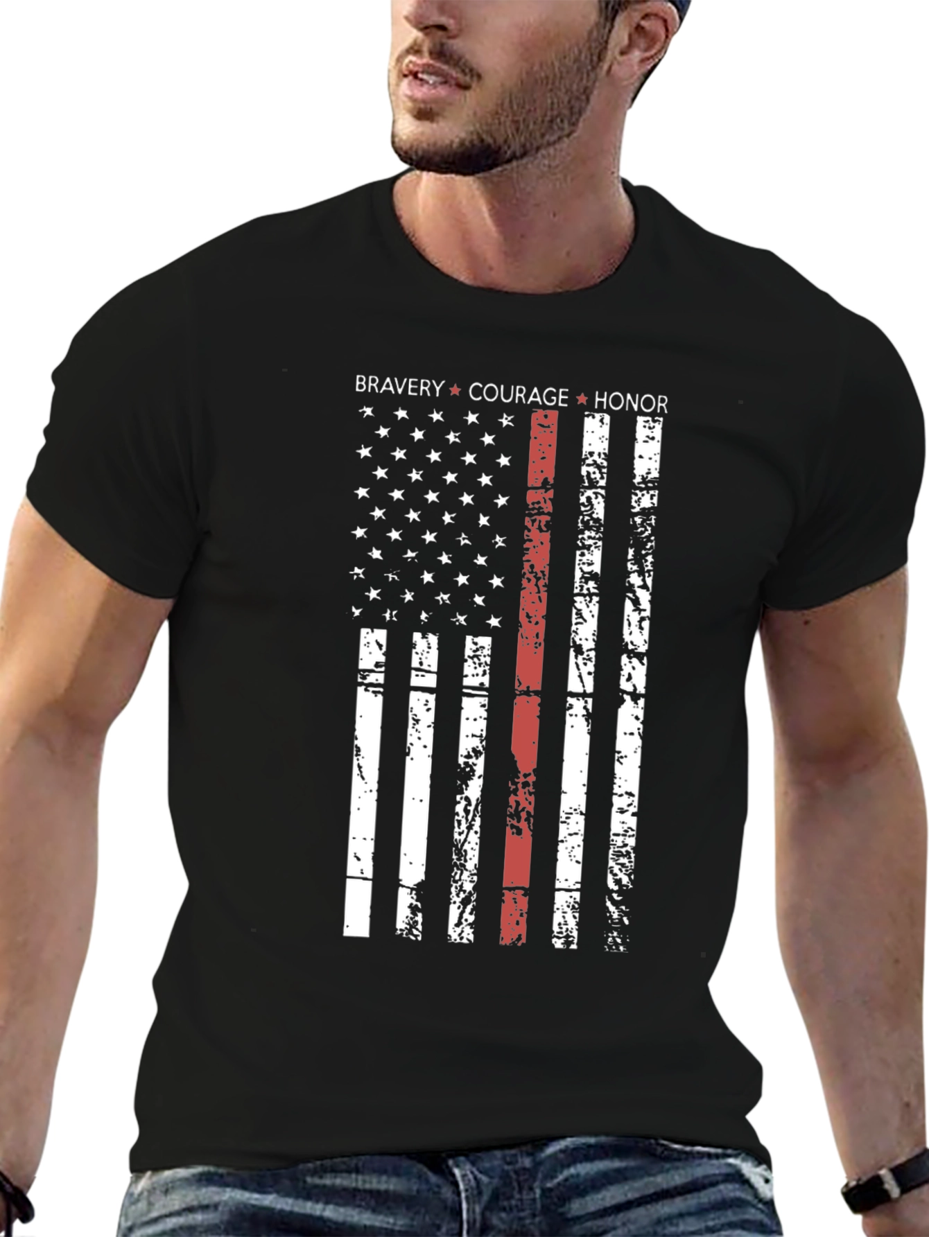 Bravery Courage Honor Flag Graphic T-Shirt