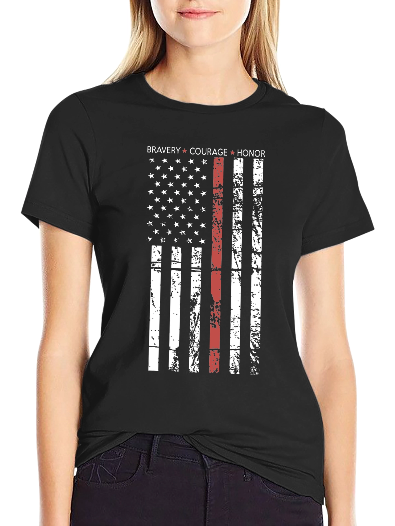 Bravery Courage Honor Flag Graphic T-Shirt