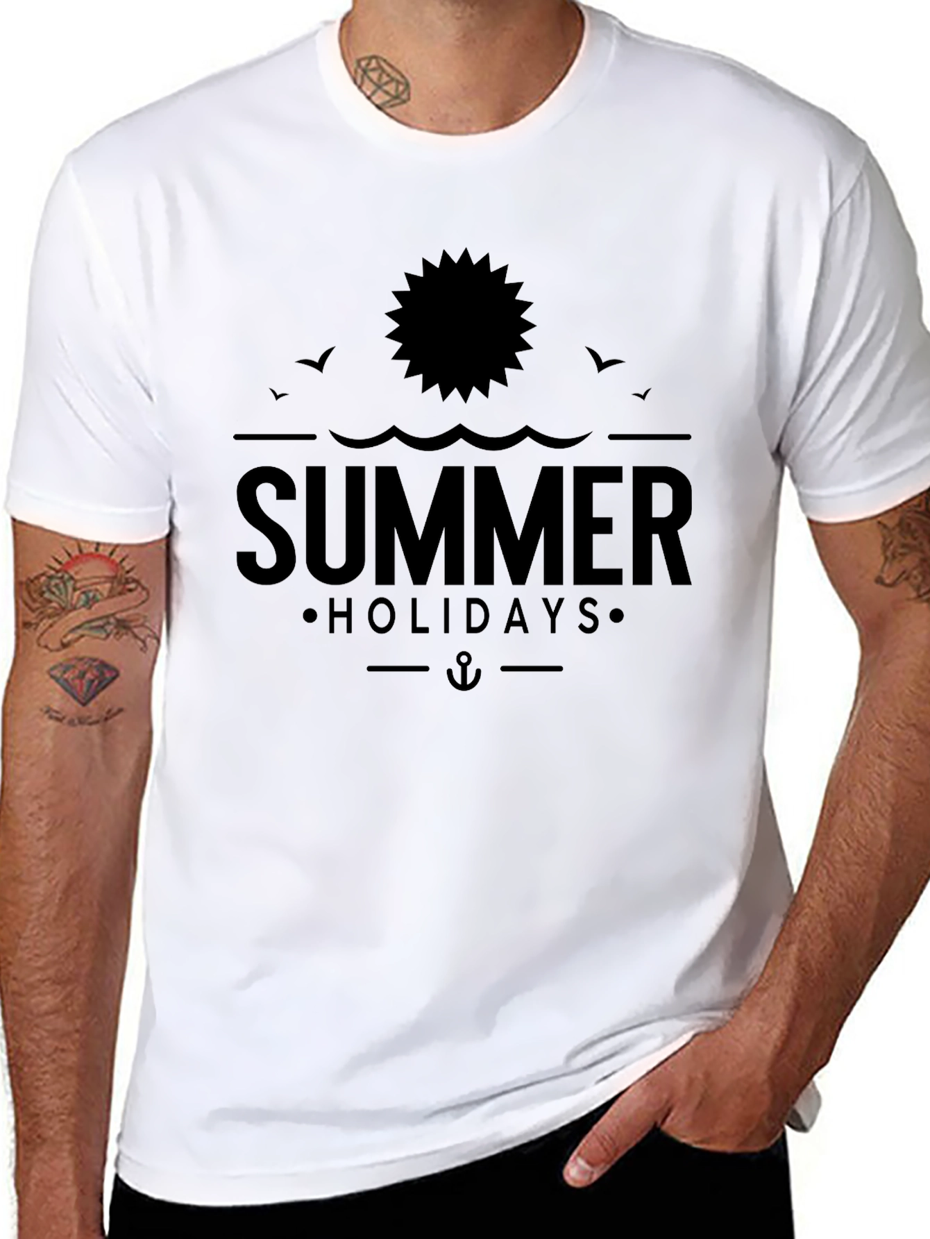 Summer Holidays Graphic Tee - Black