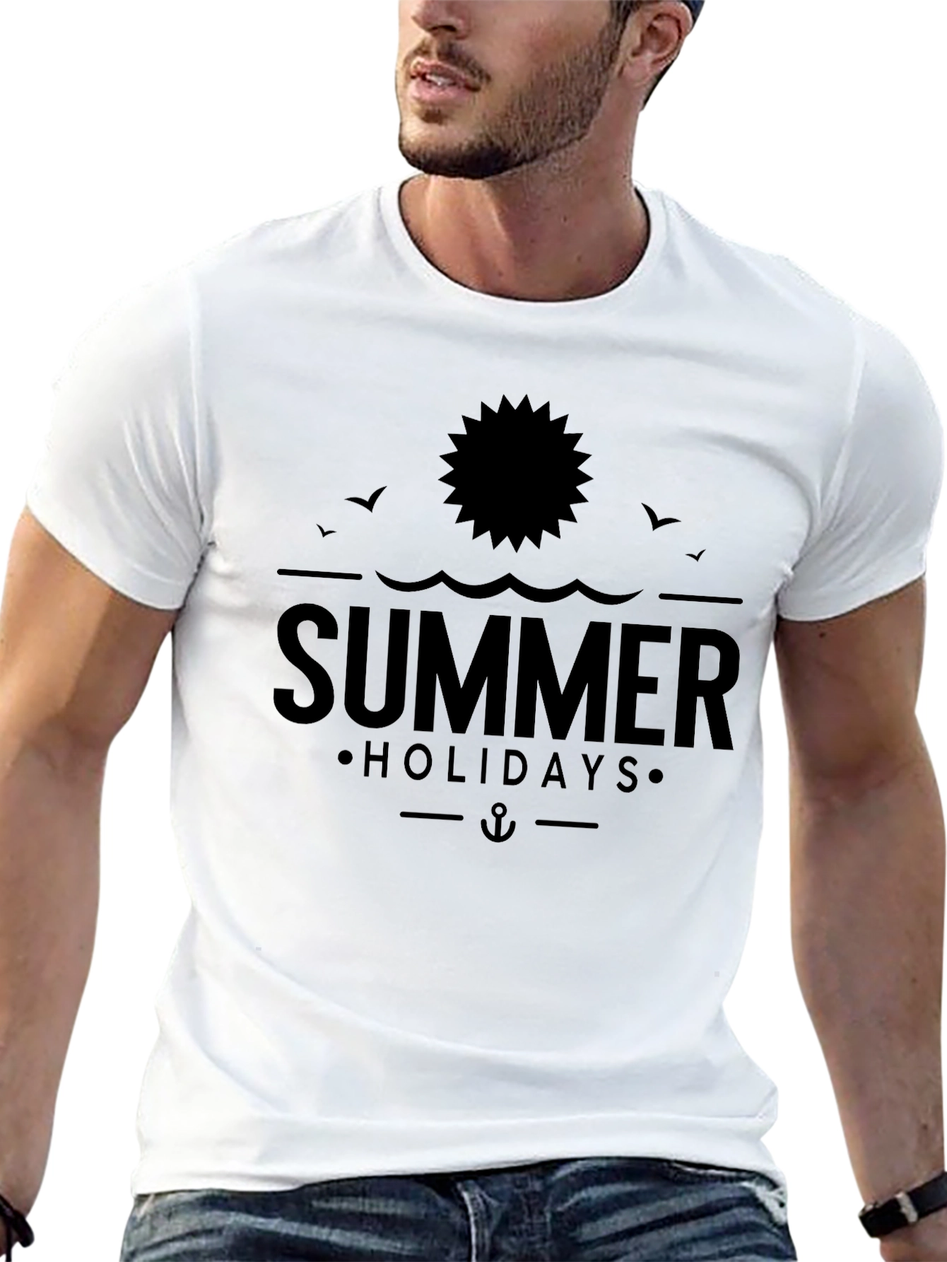 Summer Holidays Graphic Tee - Black