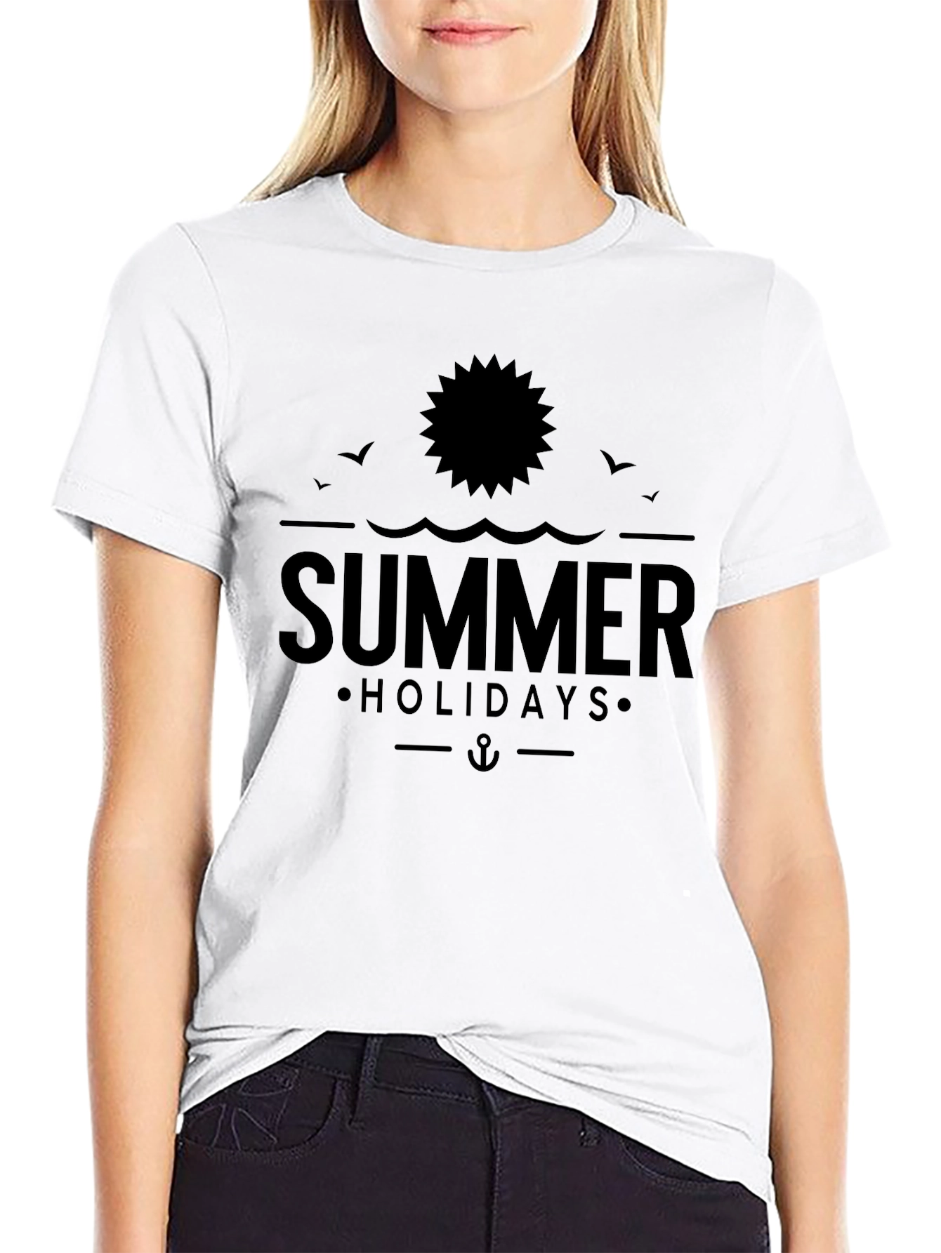 Summer Holidays Graphic Tee - Black